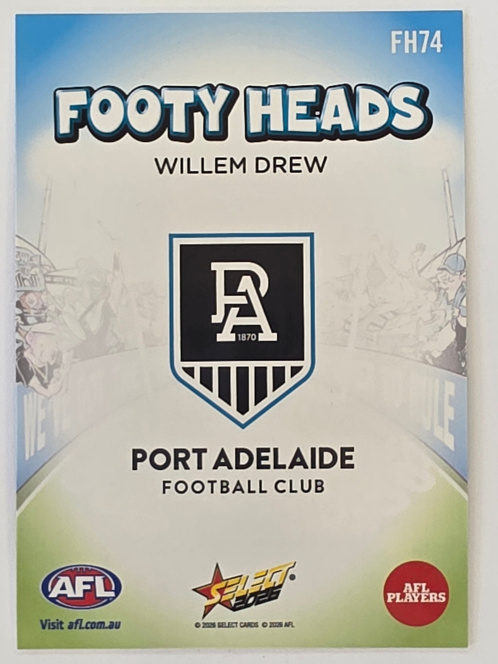 2026 AFL Footy Stars Footy Heads FH74 Willem Drew - Port Adelaide Power