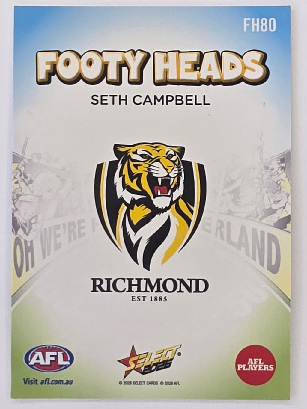2026 AFL Footy Stars Footy Heads FH80 Seth Campbell - Richmond Tigers
