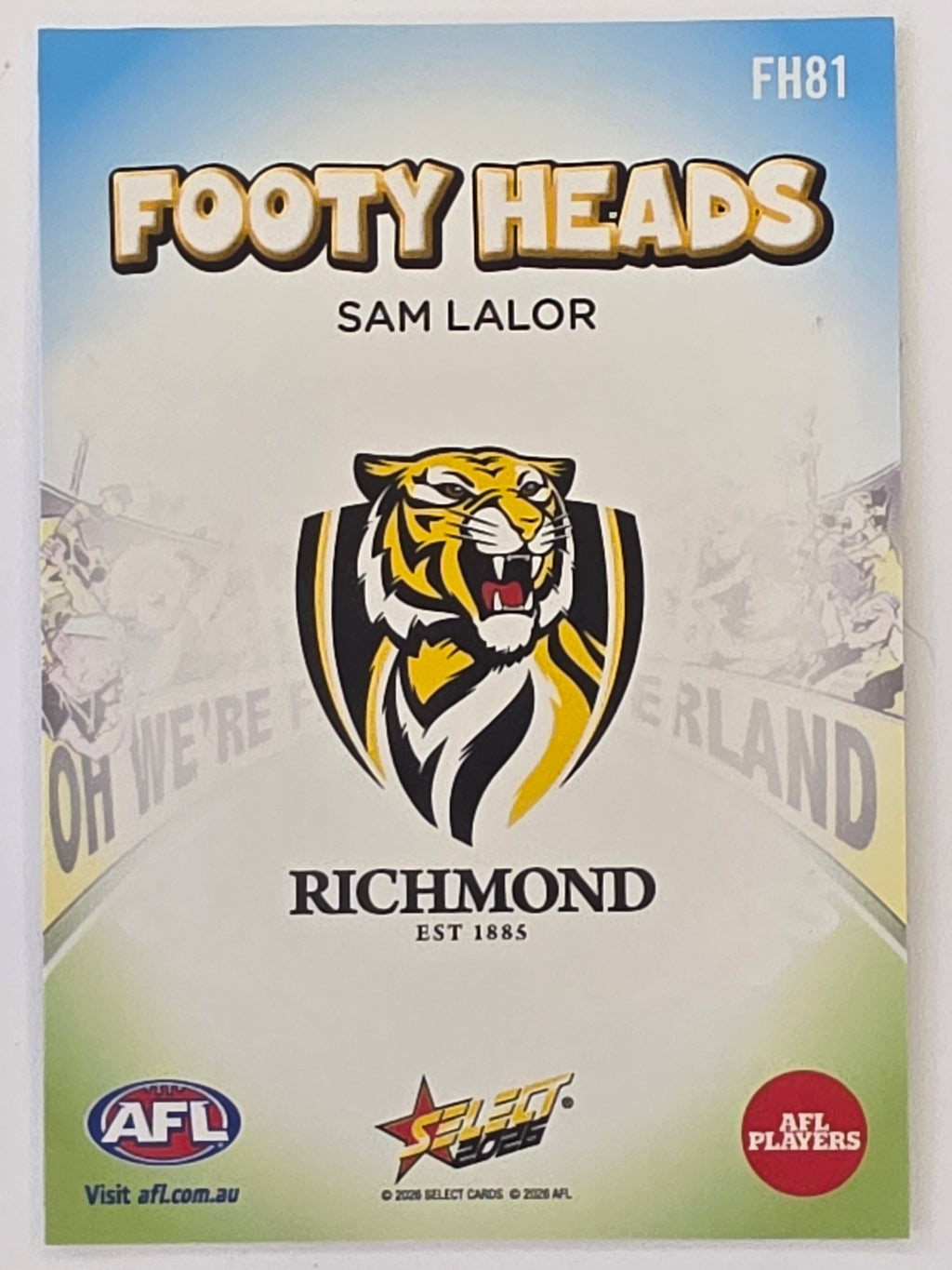 2026 AFL Footy Stars Footy Heads FH81 Sam Lalor - Richmond Tigers