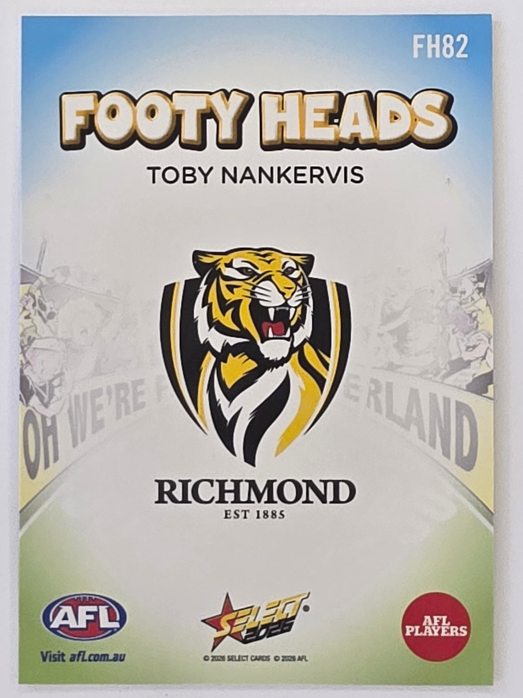 2026 AFL Footy Stars Footy Heads FH82 Toby Nankervis - Richmond Tigers