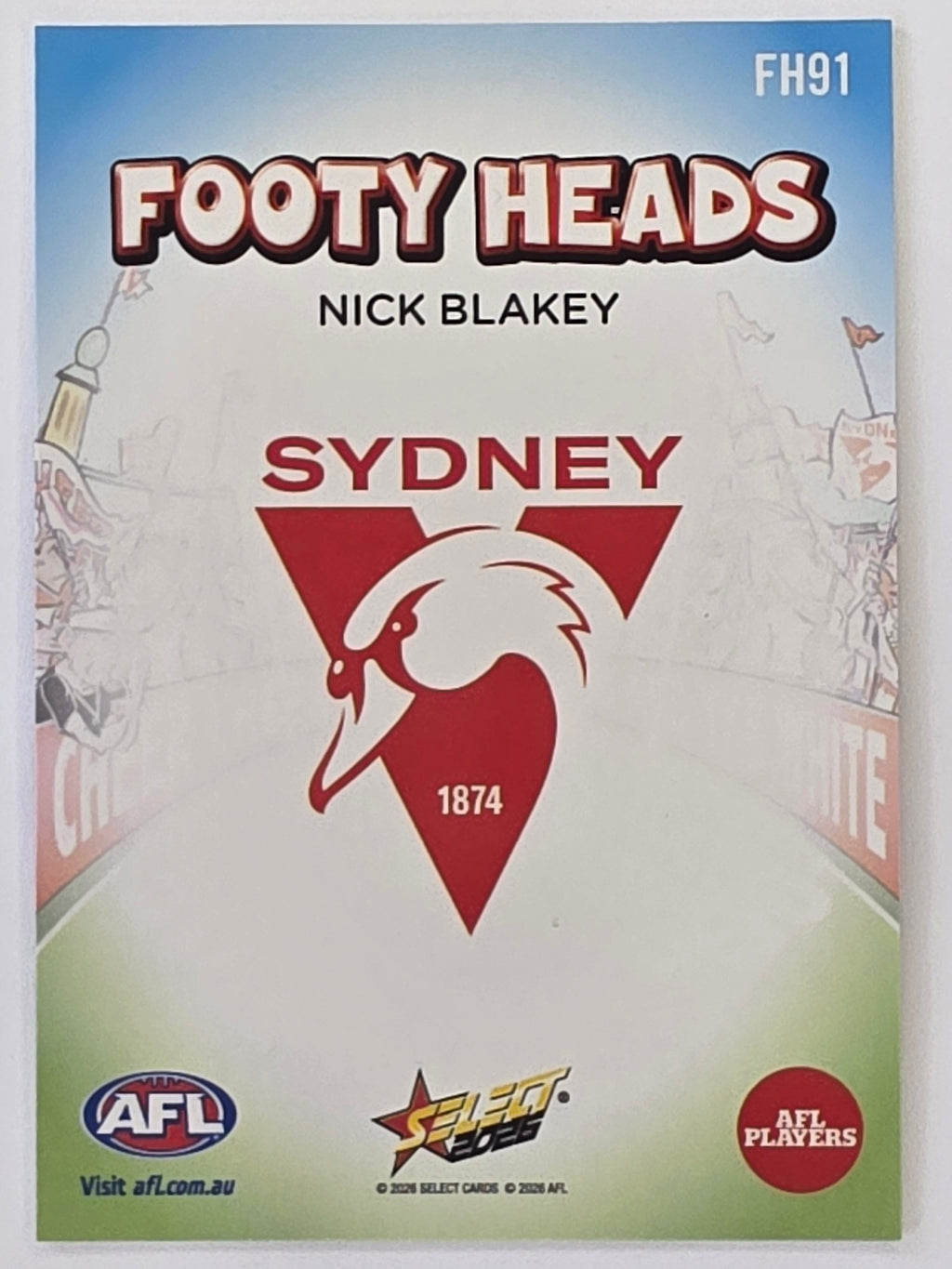 2026 AFL Footy Stars Footy Heads FH91 Nick Blakey - Sydney Swans