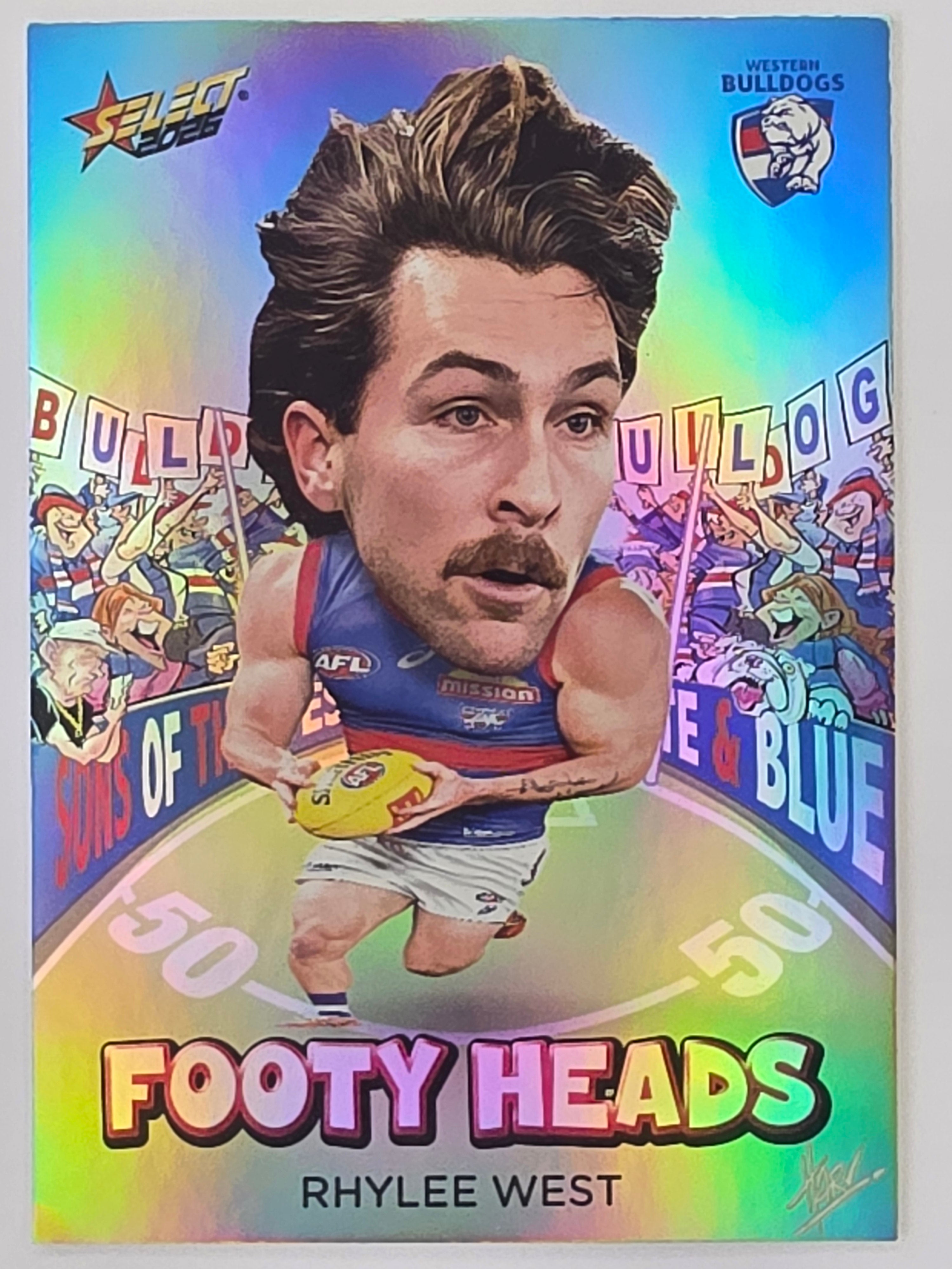 2026 AFL Footy Stars Footy Heads FH108 Rhylee West - Western Bulldogs