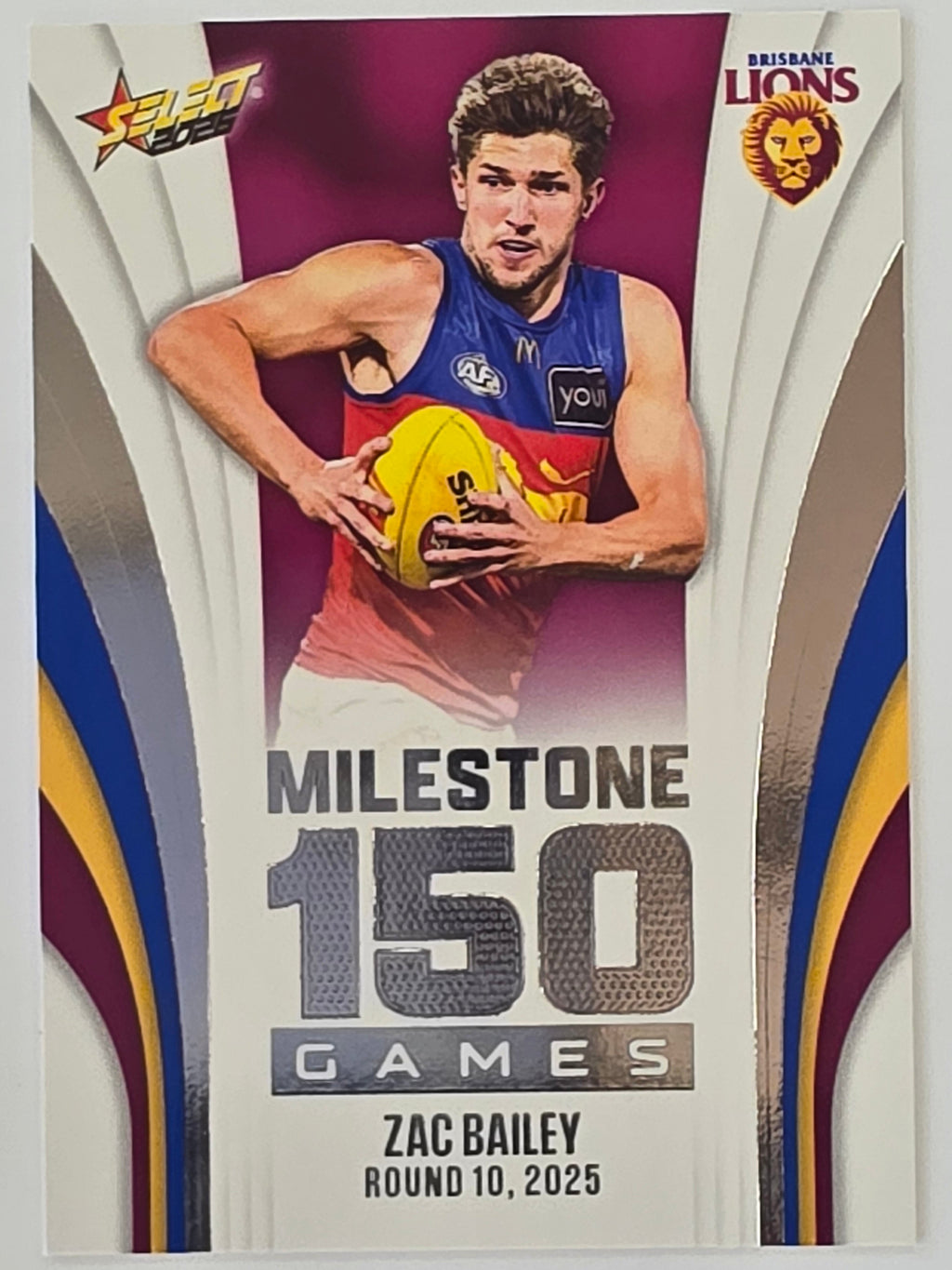 2026 AFL Footy Stars Milestone Games MG9 Zac Bailey - Brisbane Lions