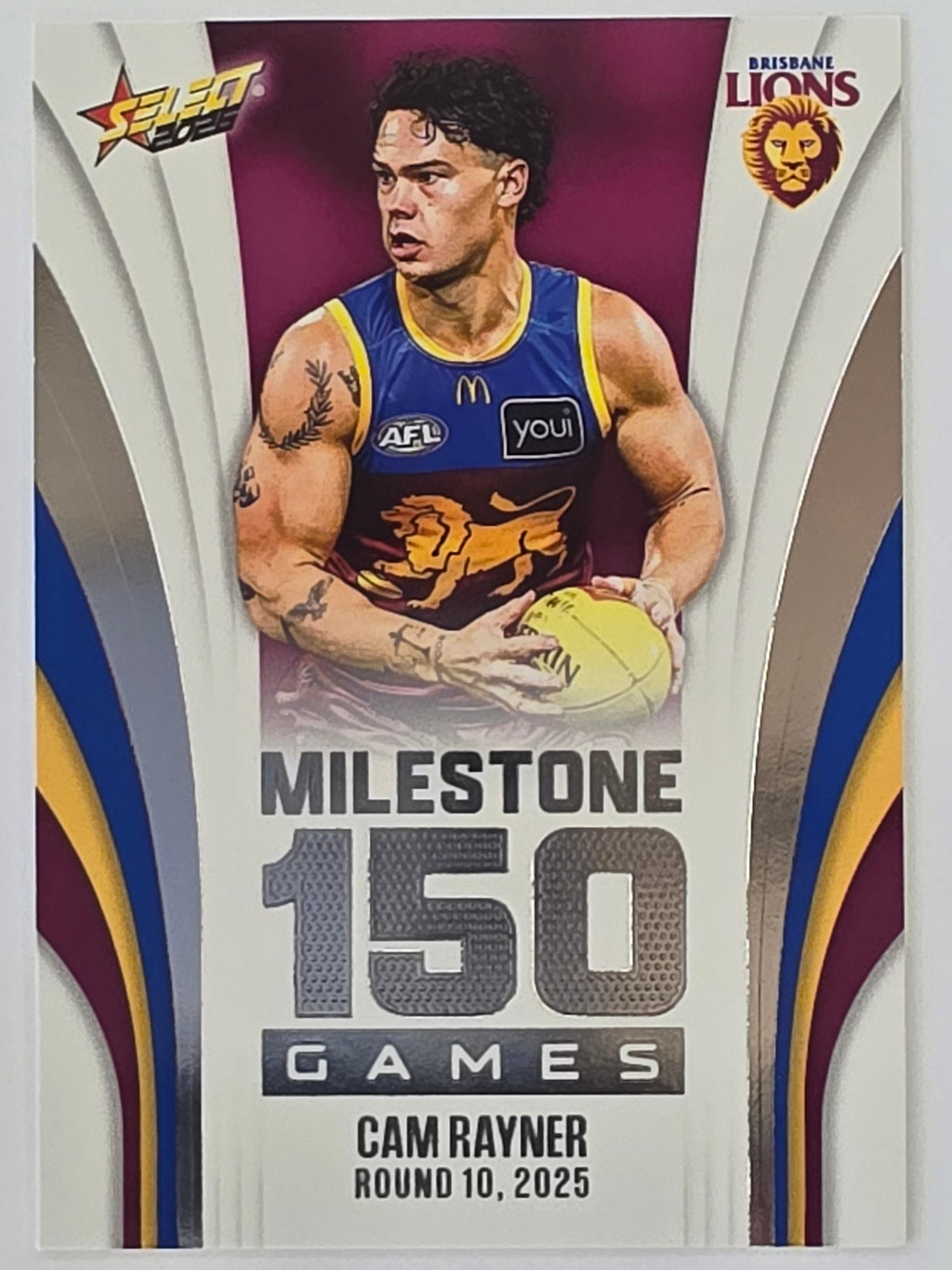2026 AFL Footy Stars Milestone Games MG10 Cam Rayner - Brisbane Lions