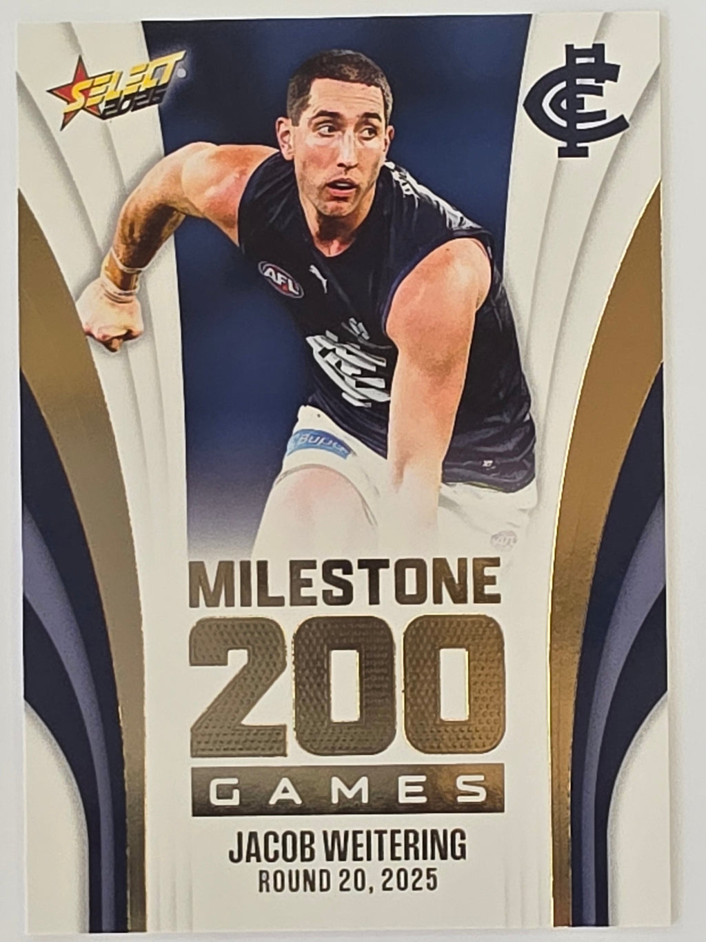 2026 AFL Footy Stars Milestone Games MG14 Jacob Weitering - Carlton Blues