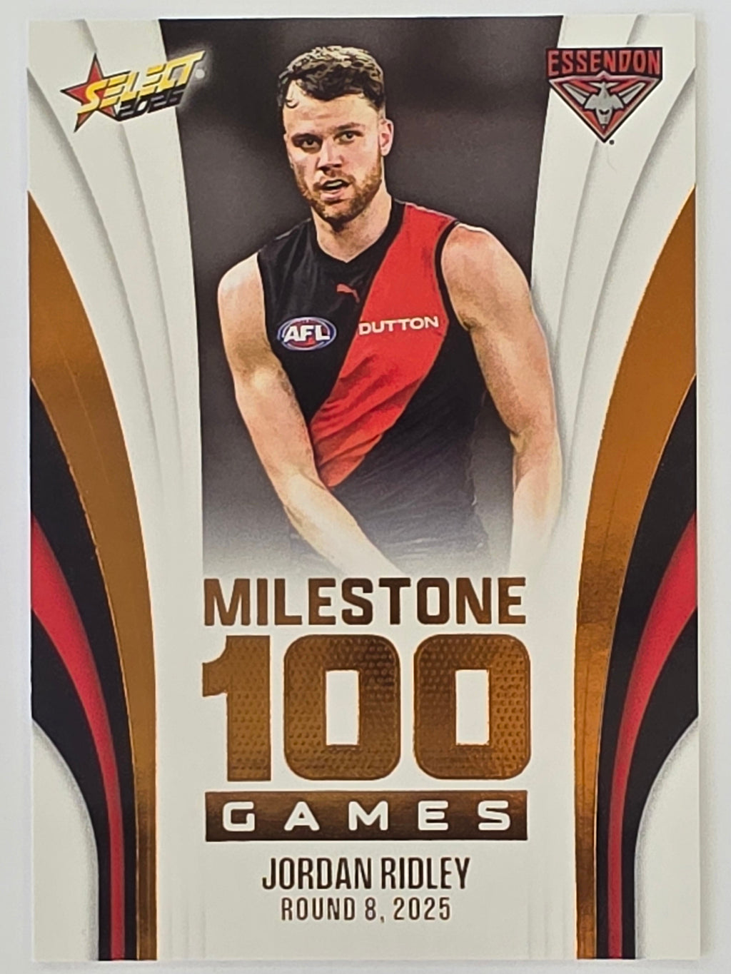 2026 AFL Footy Stars Milestone Games MG26 Jordan Ridley - Essendon Bombers