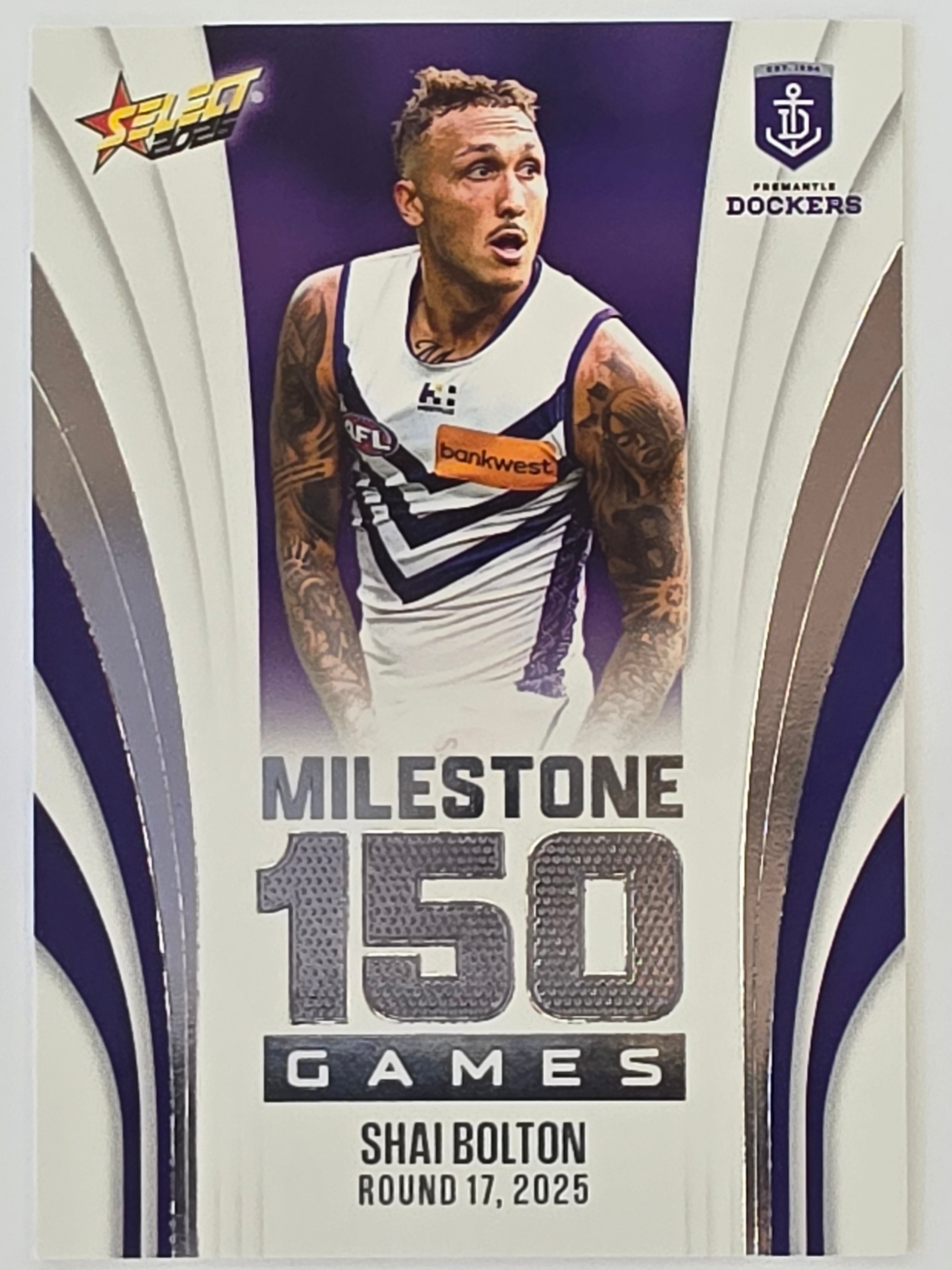 2026 AFL Footy Stars Milestone Games MG34 Shai Bolton - Fremantle Dockers