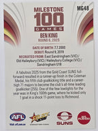 2026 AFL Footy Stars Milestone Games MG48 Ben King - Gold Coast Suns