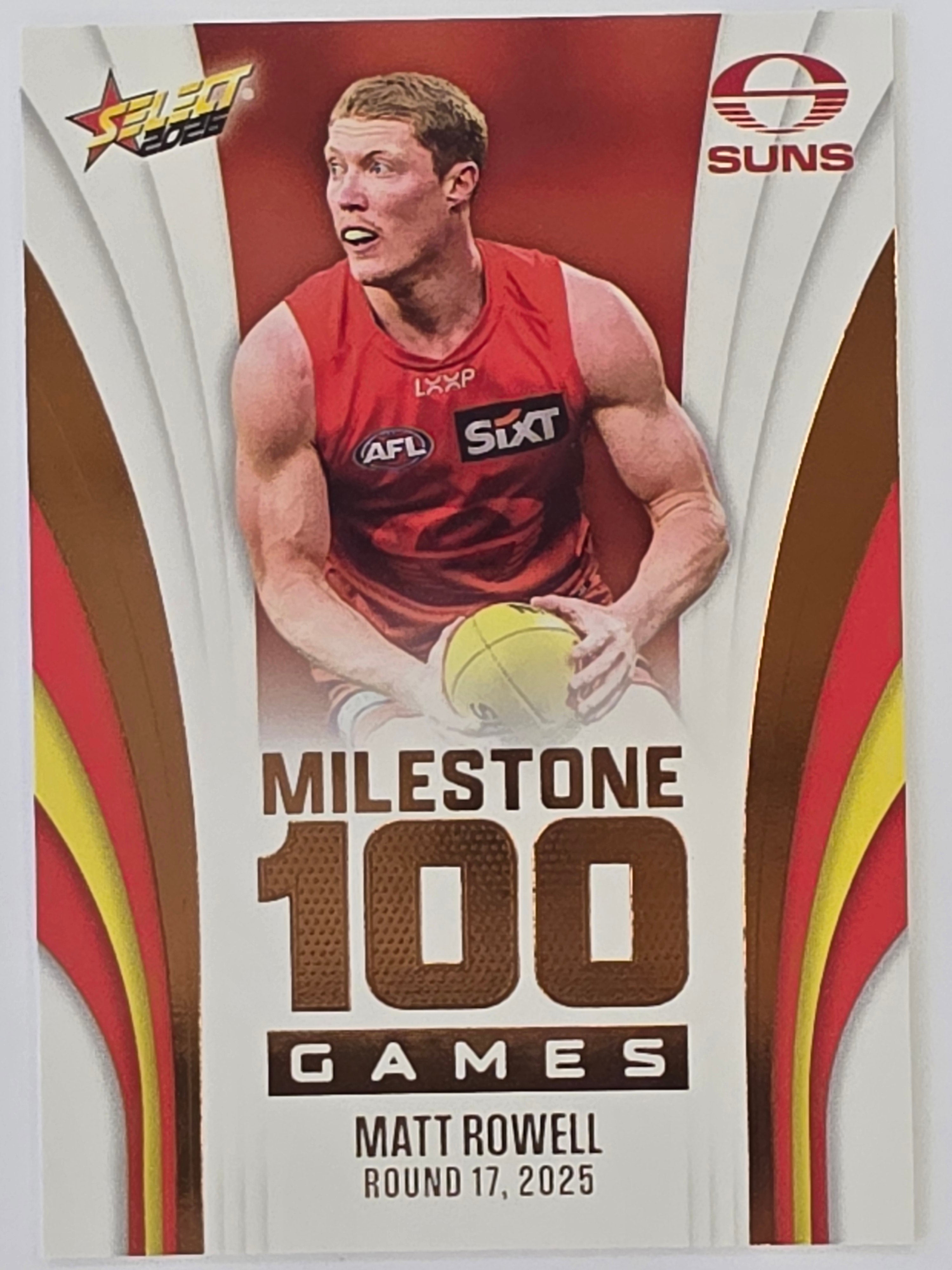 2026 AFL Footy Stars Milestone Games MG51 Matt Rowell - Gold Coast Suns