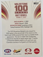2026 AFL Footy Stars Milestone Games MG51 Matt Rowell - Gold Coast Suns