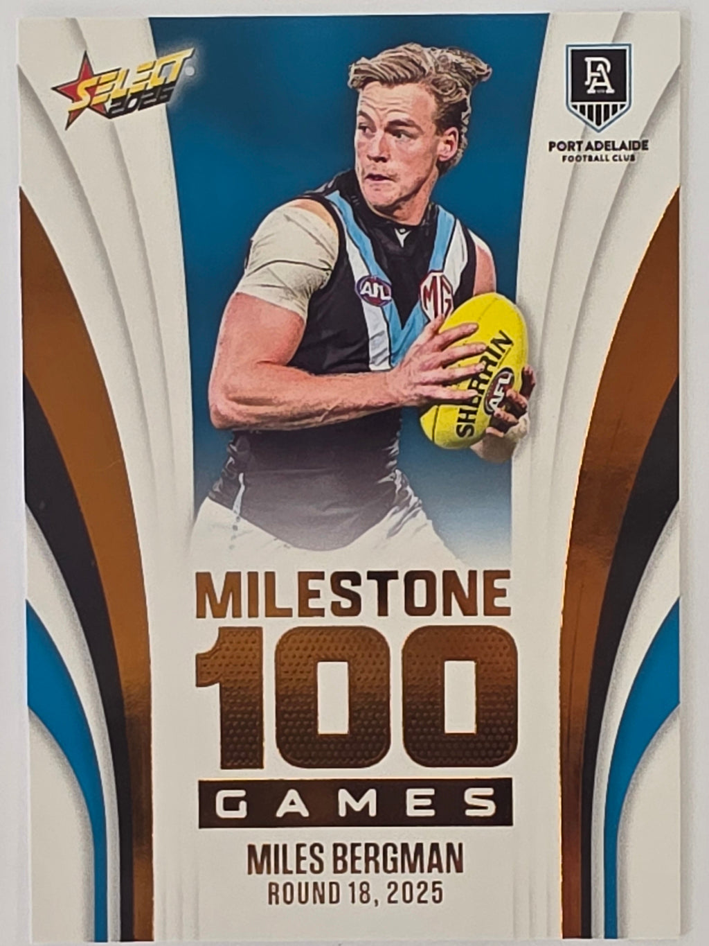 2026 AFL Footy Stars Milestone Games MG74 Miles Bergman - Port Adelaide Power