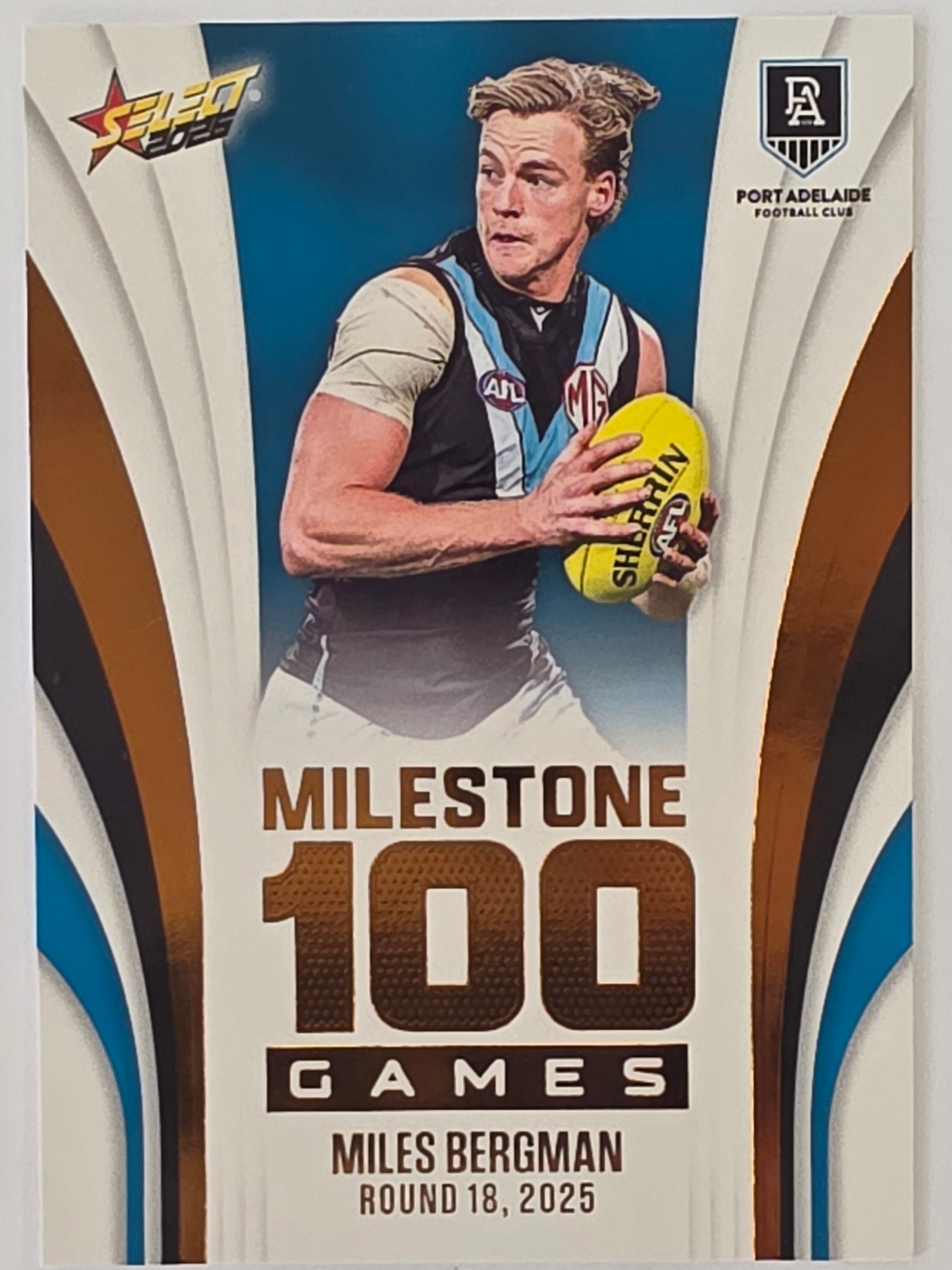 2026 AFL Footy Stars Milestone Games MG74 Miles Bergman - Port Adelaide Power