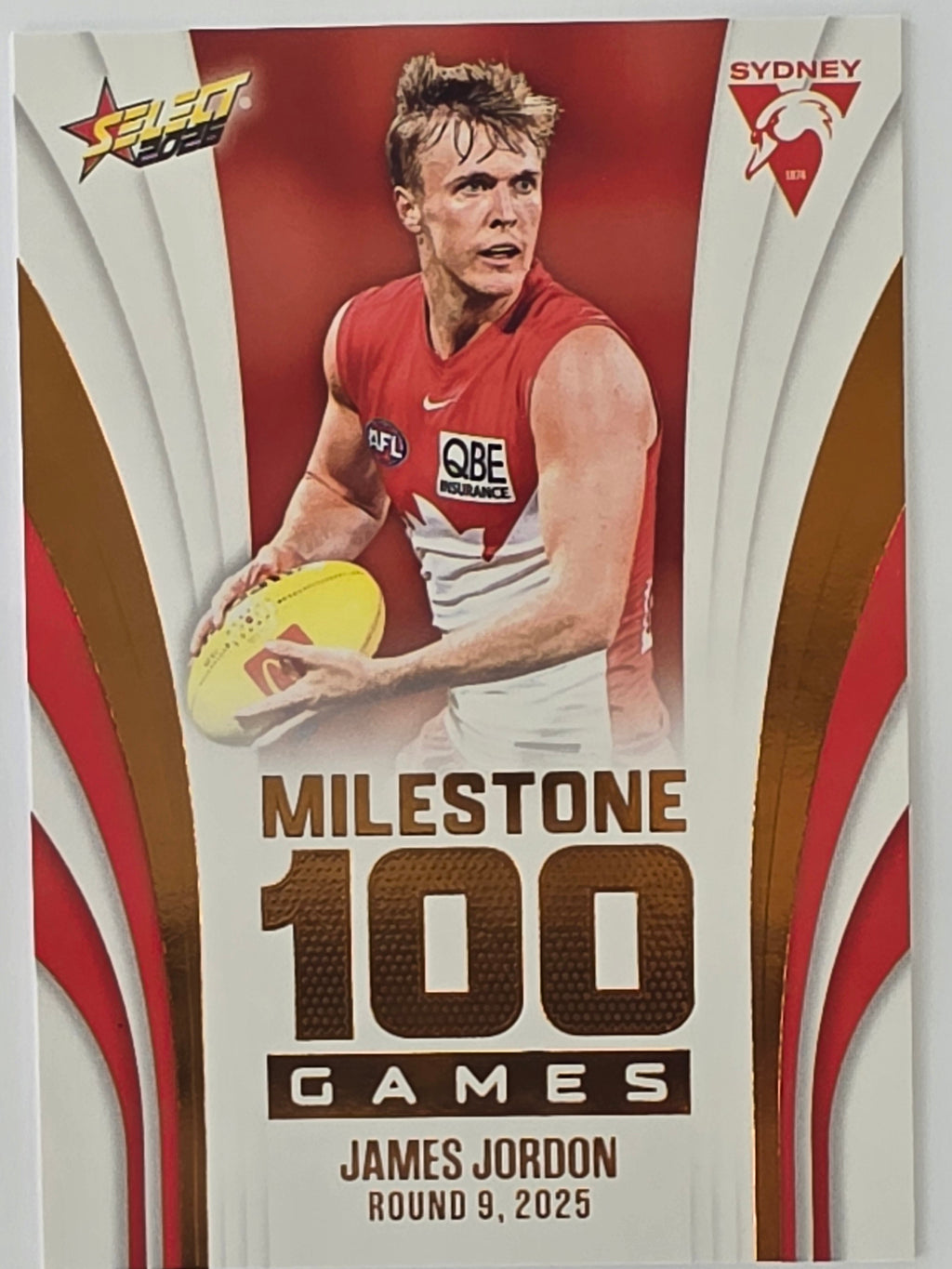 2026 AFL Footy Stars Milestone Games MG9 James Jordon - Sydney Swans