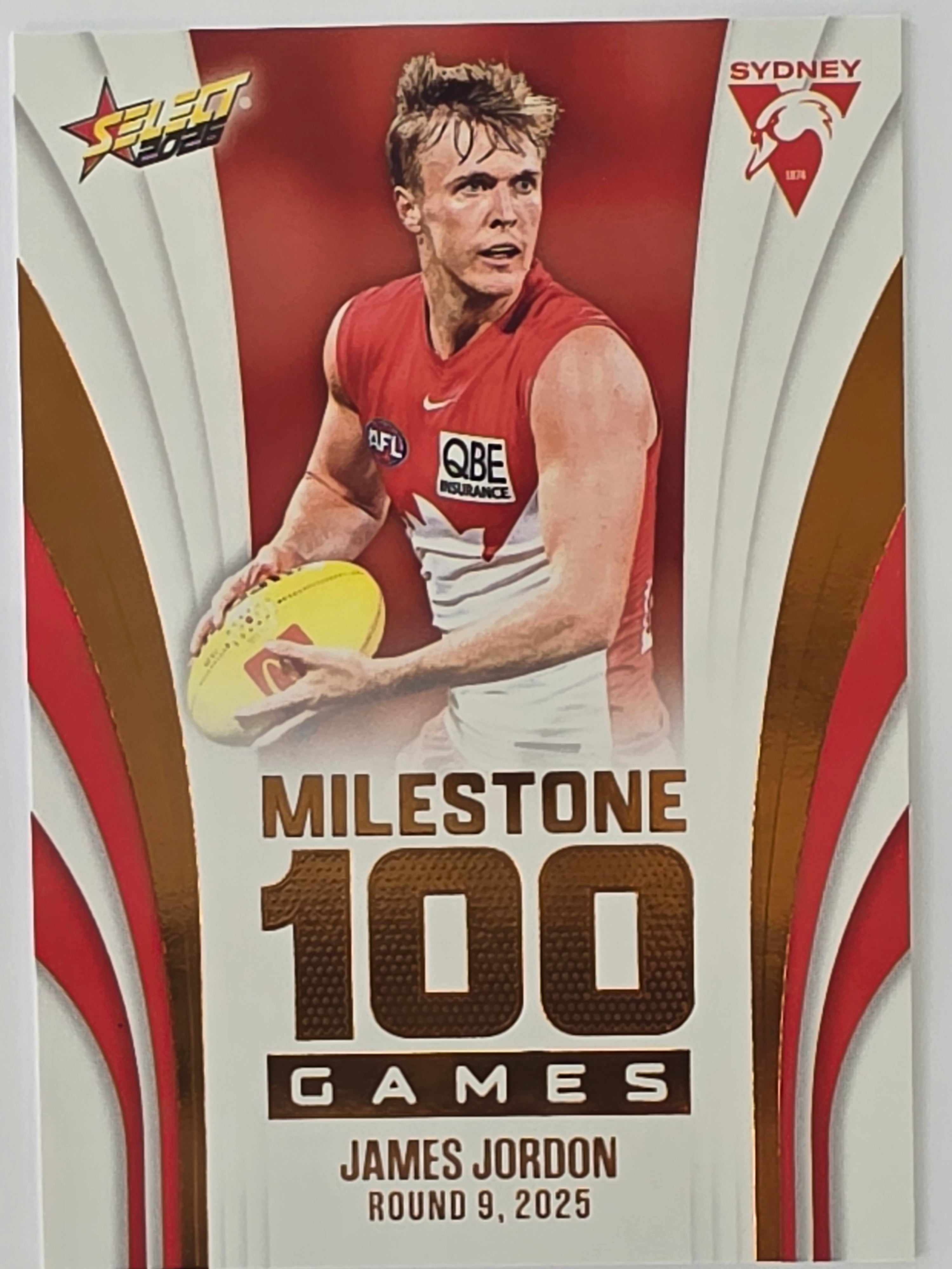 2026 AFL Footy Stars Milestone Games MG9 James Jordon - Sydney Swans