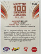 2026 AFL Footy Stars Milestone Games MG90 James Jordon - Sydney Swans