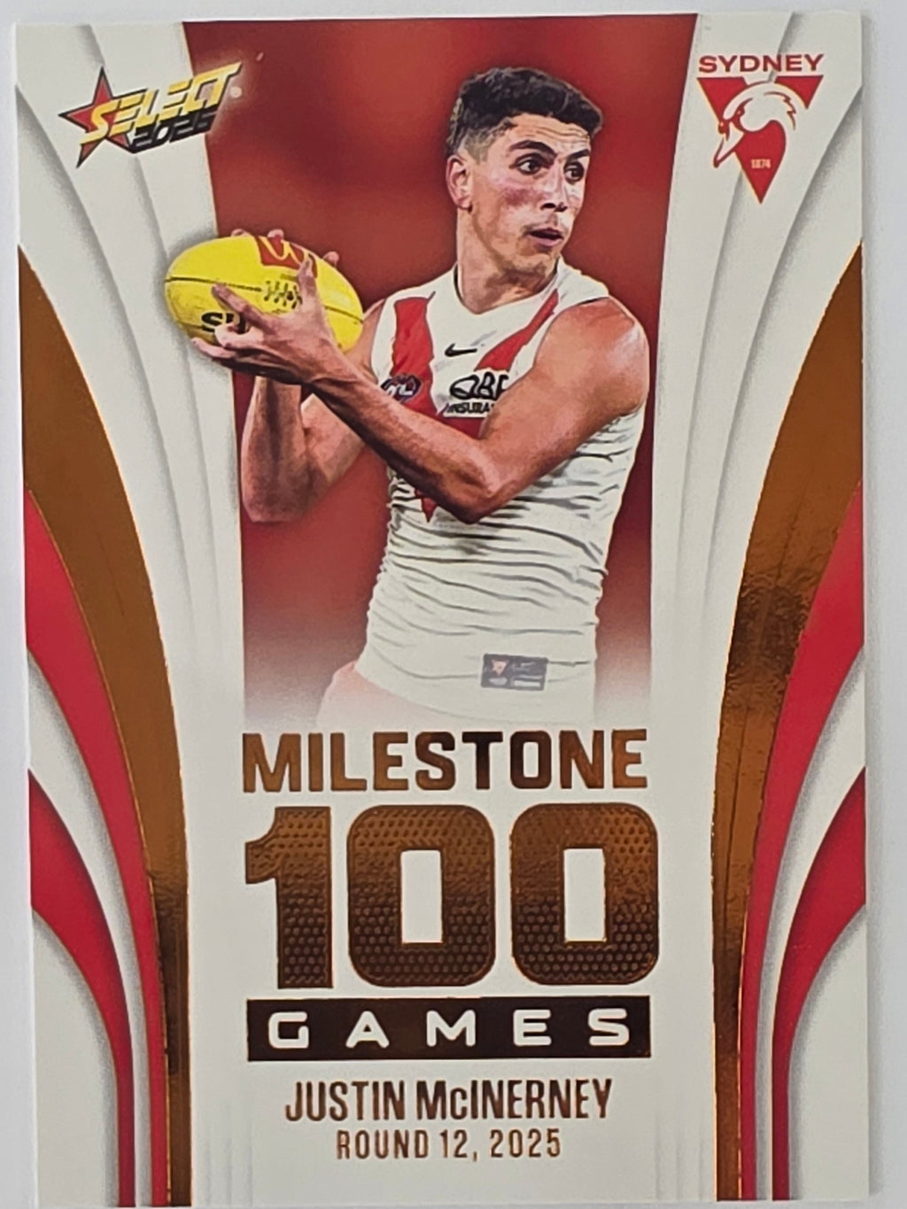 2026 AFL Footy Stars Milestone Games MG92 Justin McInerney - Sydney Swans