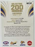 2026 AFL Footy Stars Milestone Games MG100 Liam Duggan - West Coast Eagles