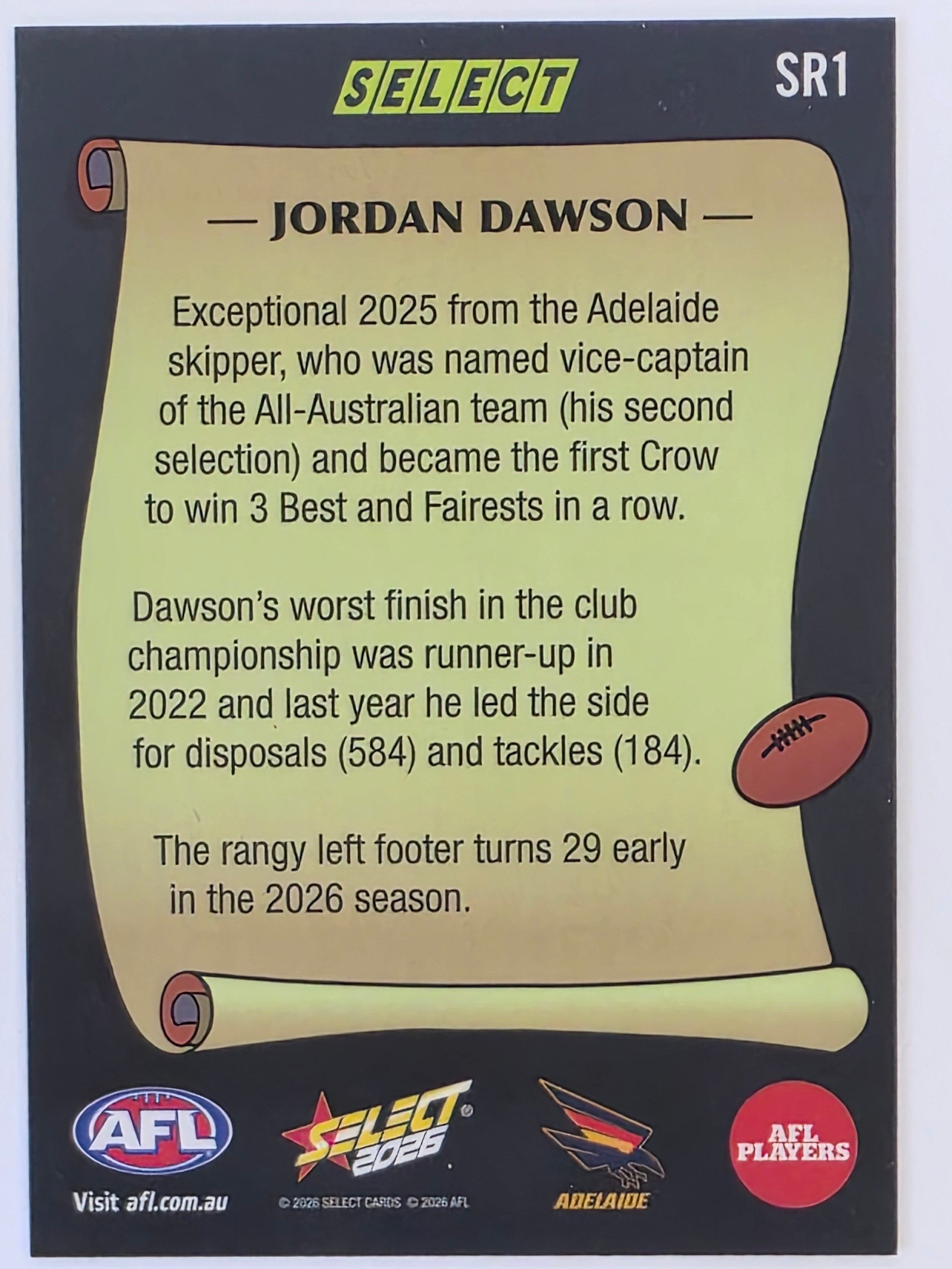 2026 AFL Footy Stars Select Rewind SR1 Jordan Dawson - Adelaide Crows