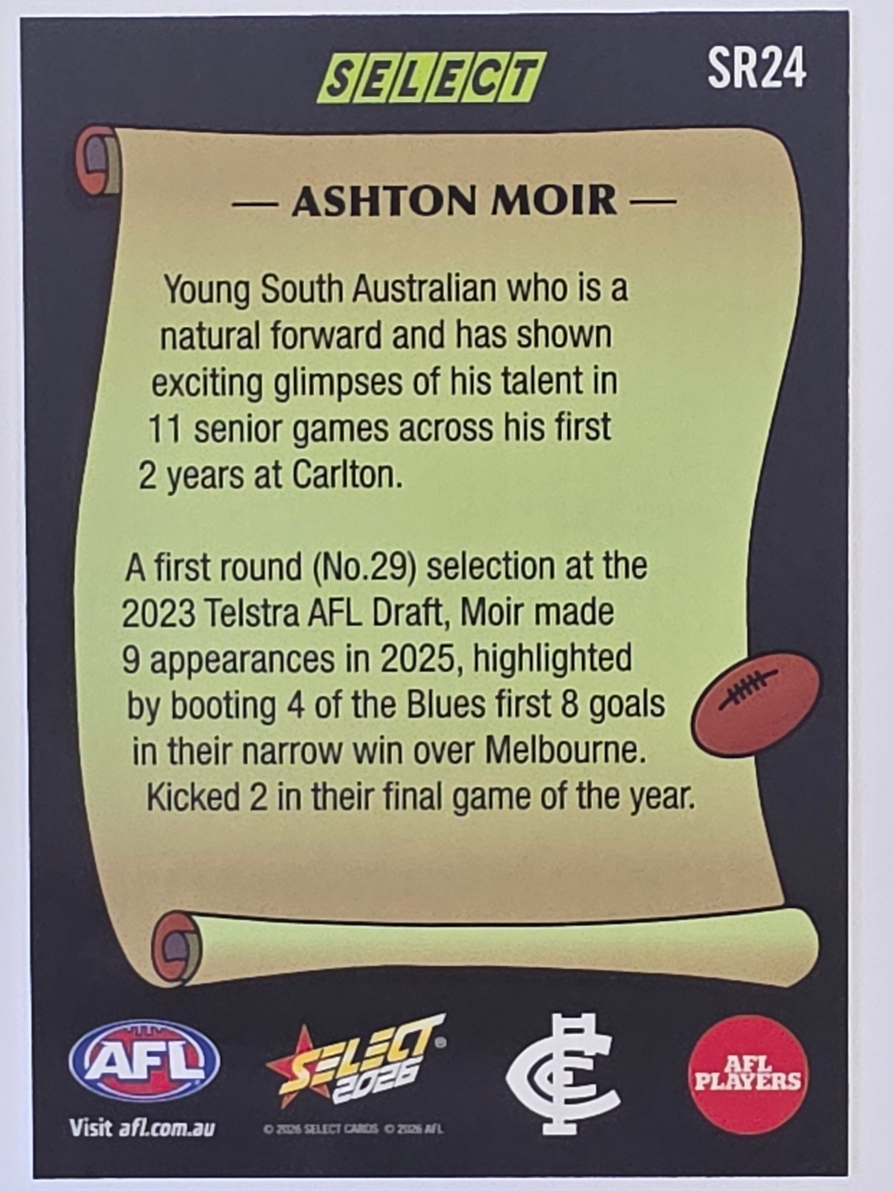 2026 AFL Footy Stars Select Rewind SR24 Ashton Moir - Carlton Blues