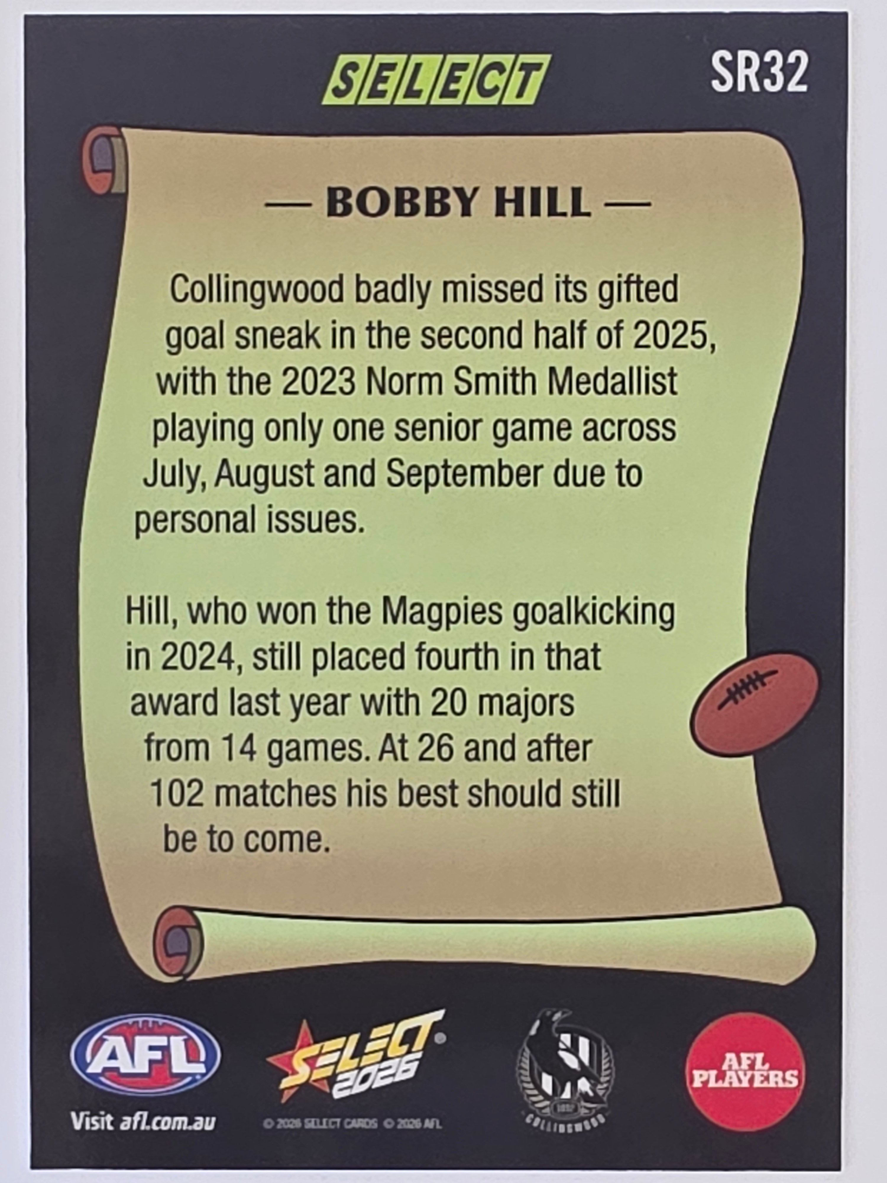2026 AFL Footy Stars Select Rewind SR32 Bobby Hill - Collingwood Magpies