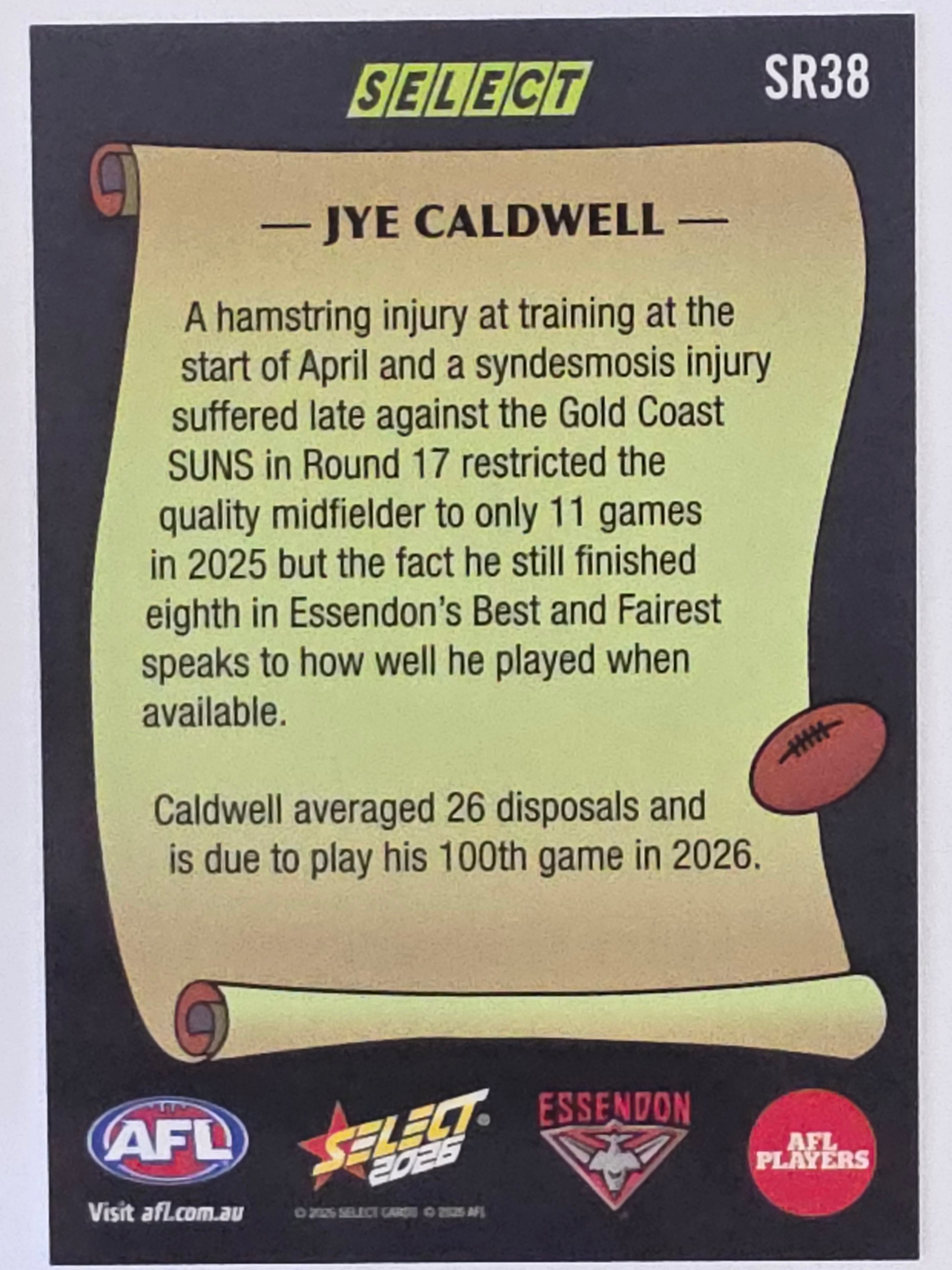 2026 AFL Footy Stars Select Rewind SR38 Jye Caldwell - Essendon Bombers