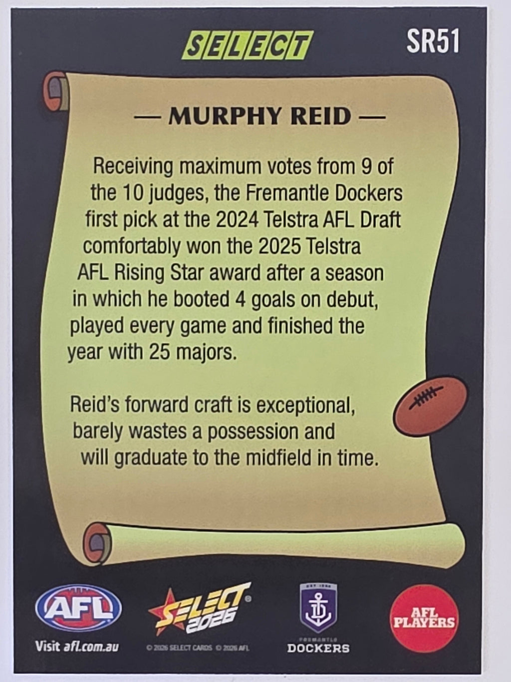 2026 AFL Footy Stars Select Rewind SR51 Murphy Reid - Fremantle Dockers