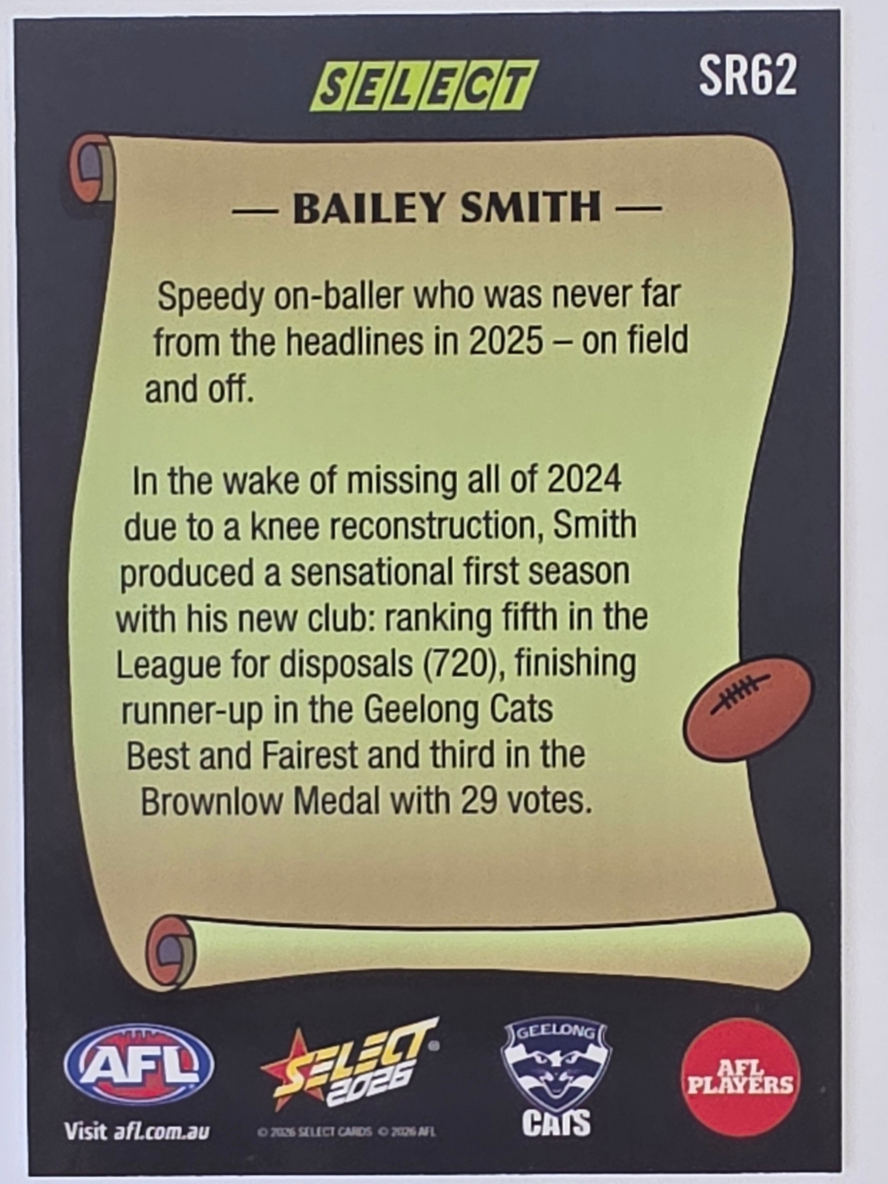 2026 AFL Footy Stars Select Rewind SR62 Bailey Smith - Geelong Cats