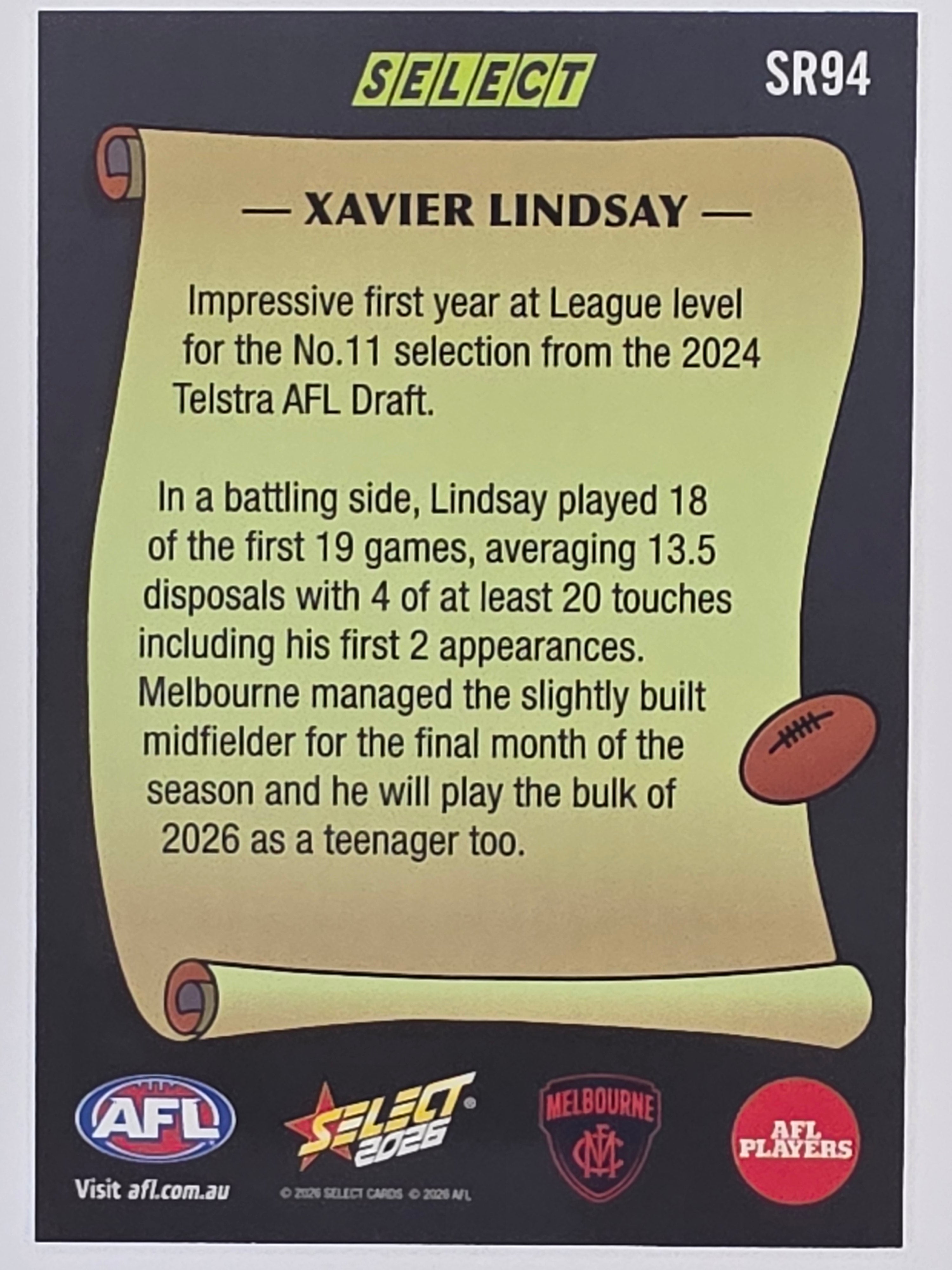 2026 AFL Footy Stars Select Rewind SR94 Xavier Lindsay - Melbourne Demons