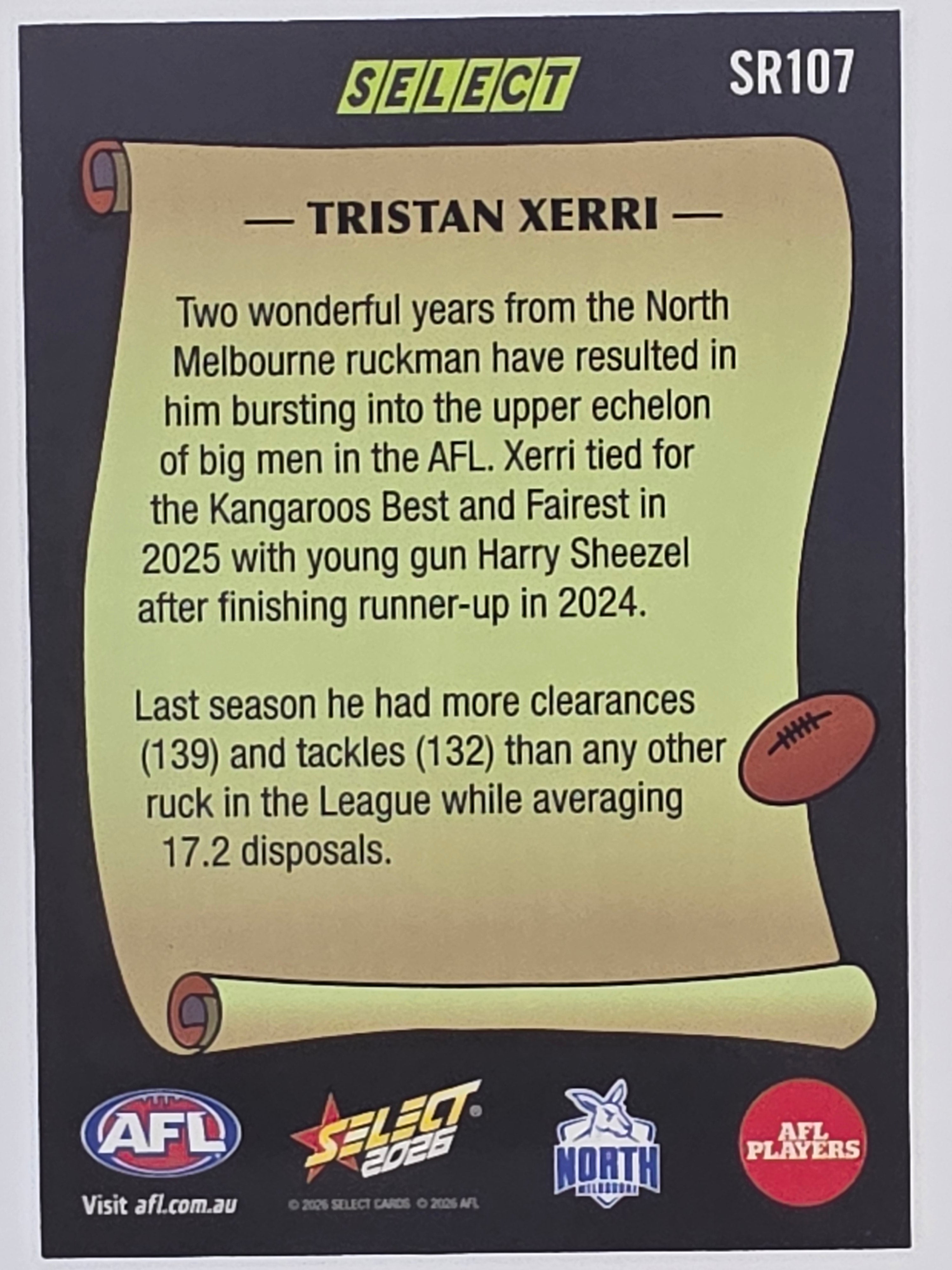 2026 AFL Footy Stars Select Rewind SR107 Tristan Xerri - North Melbourne Kangaroos