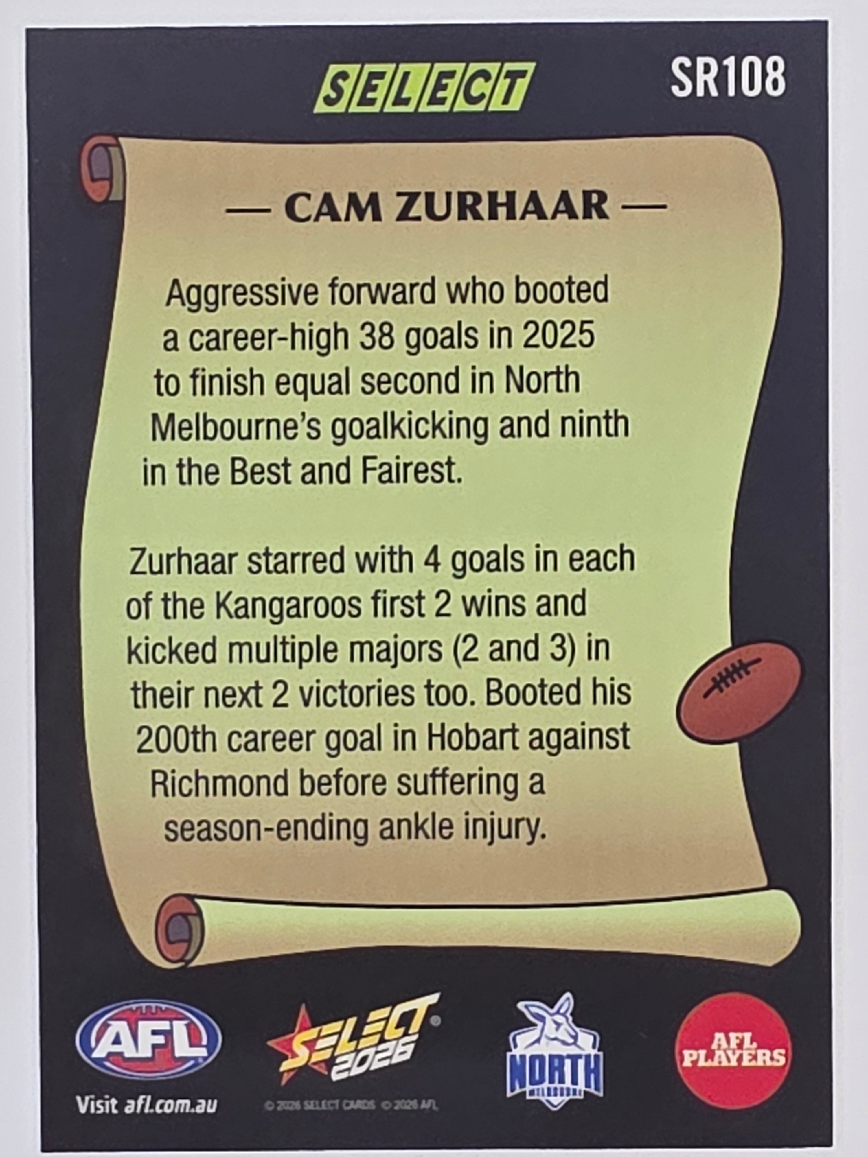 2026 AFL Footy Stars Select Rewind SR108 Cam Zurhaar - North Melbourne Kangaroos