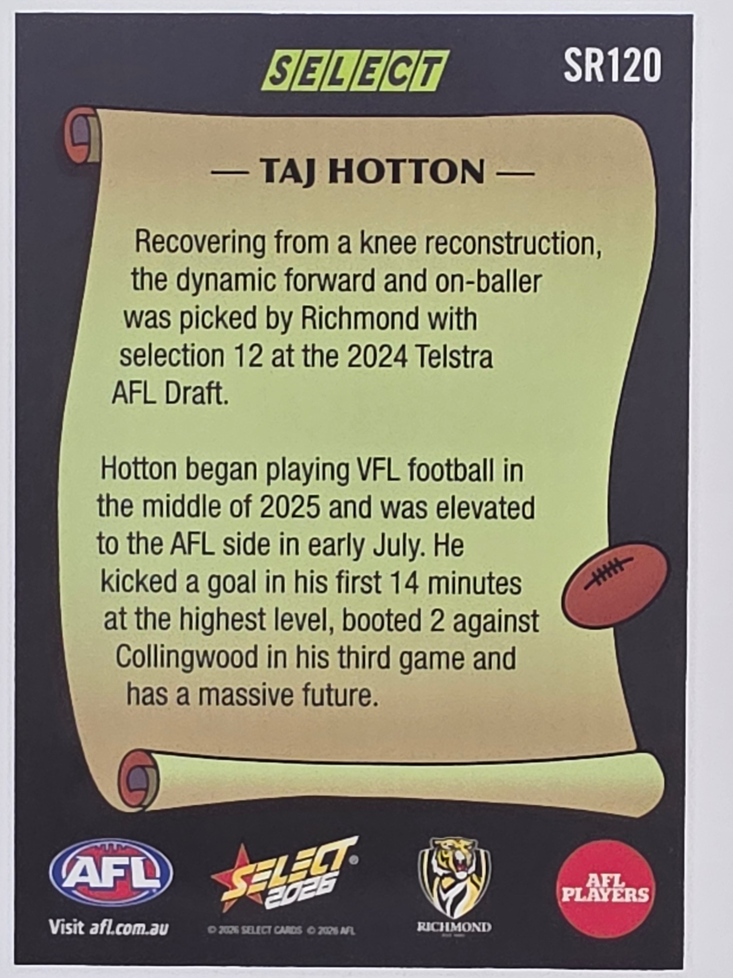 2026 AFL Footy Stars Select Rewind SR120 Taj Hotton - Richmond Tigers