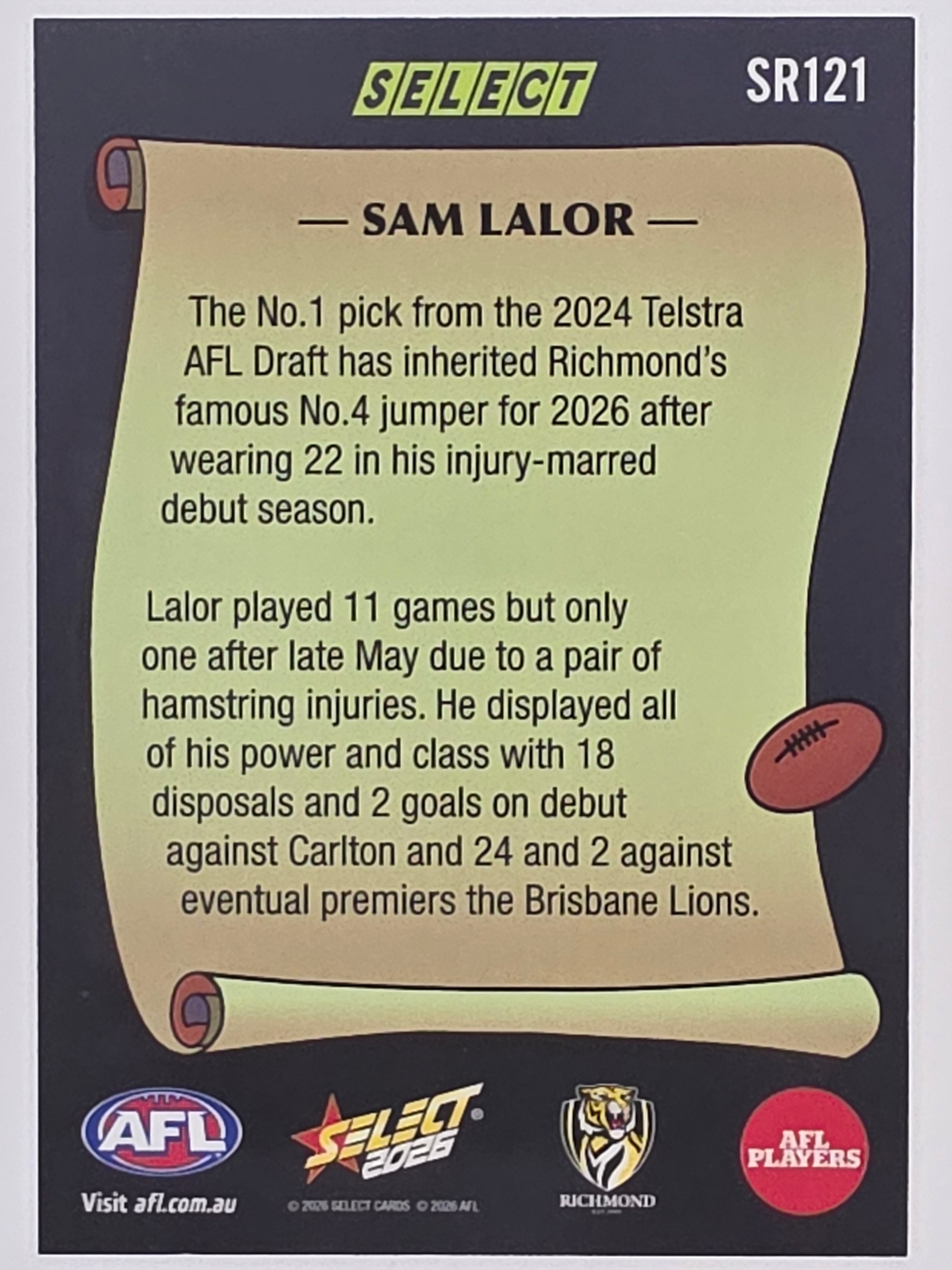 2026 AFL Footy Stars Select Rewind SR121 Sam Lalor - Richmond Tigers
