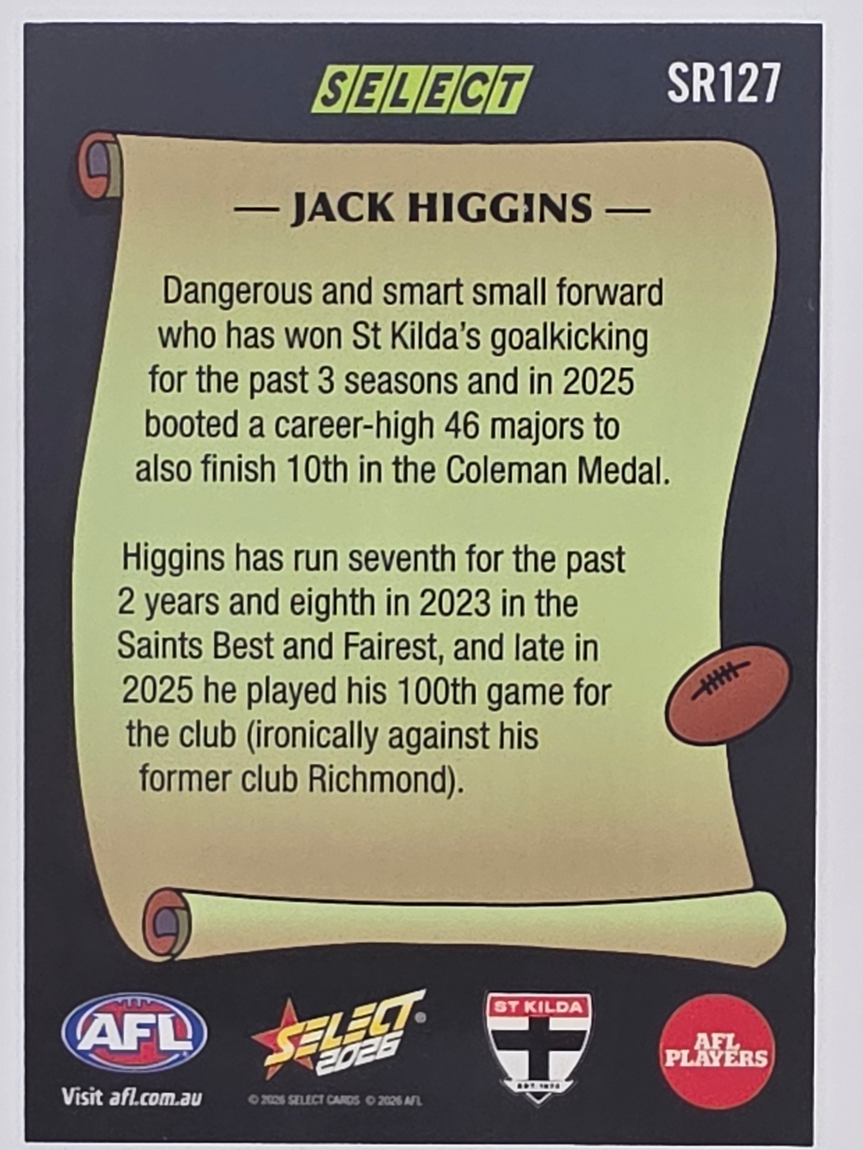 2026 AFL Footy Stars Select Rewind SR127 Jack Higgins - St Kilda Saints