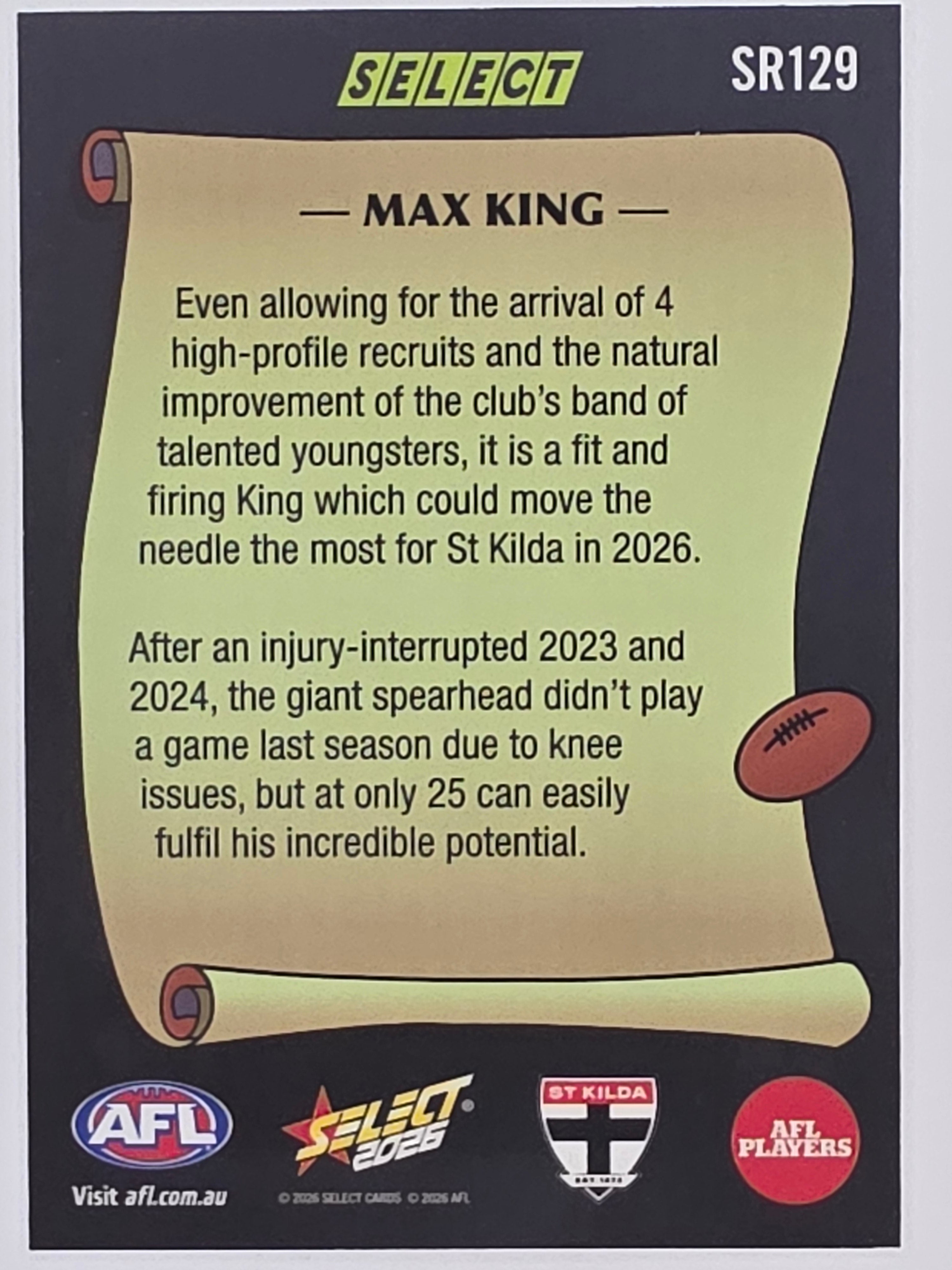 2026 AFL Footy Stars Select Rewind SR129 Max King - St Kilda Saints