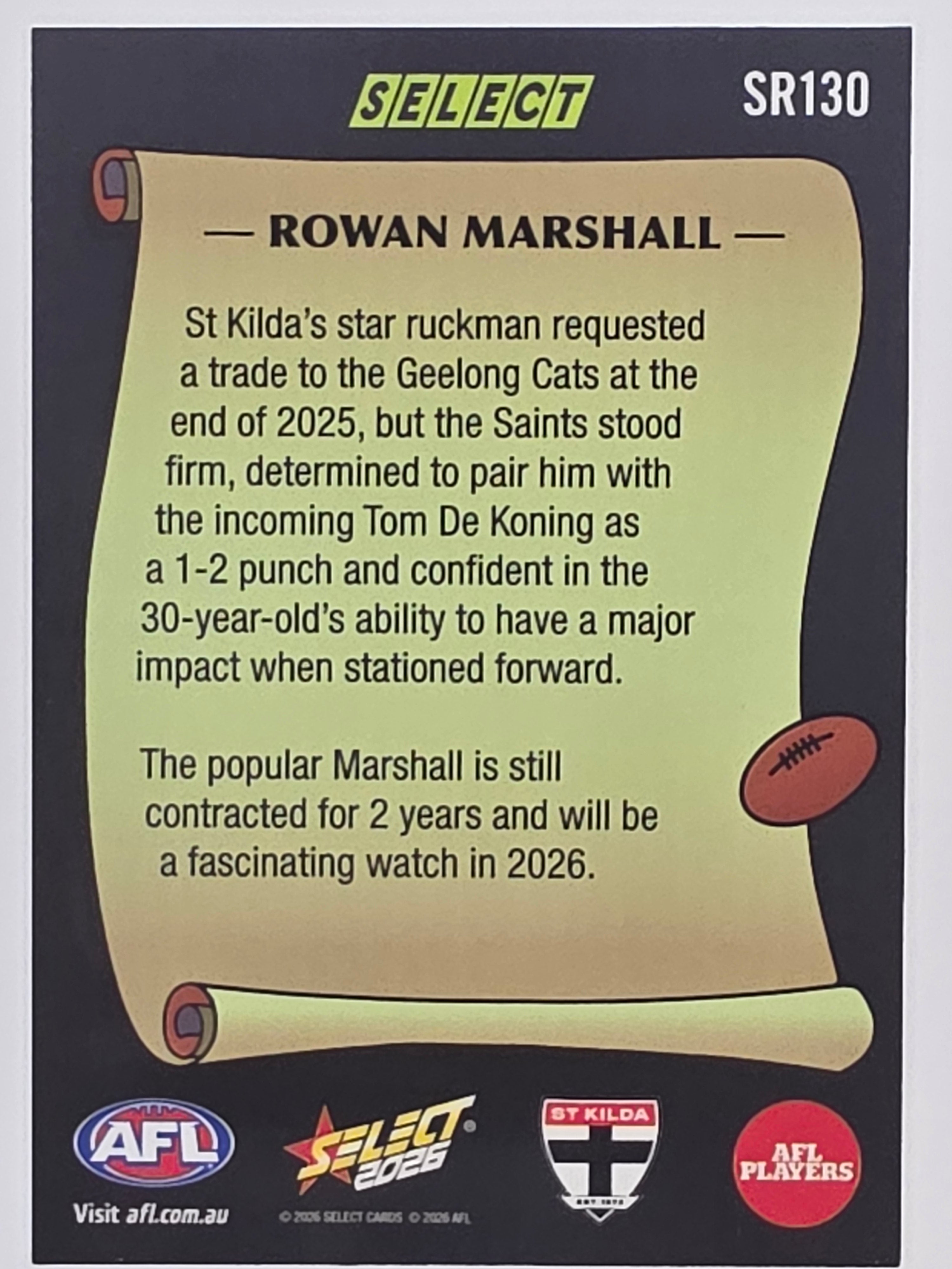 2026 AFL Footy Stars Select Rewind SR130 Rowan Marshall - St Kilda Saints