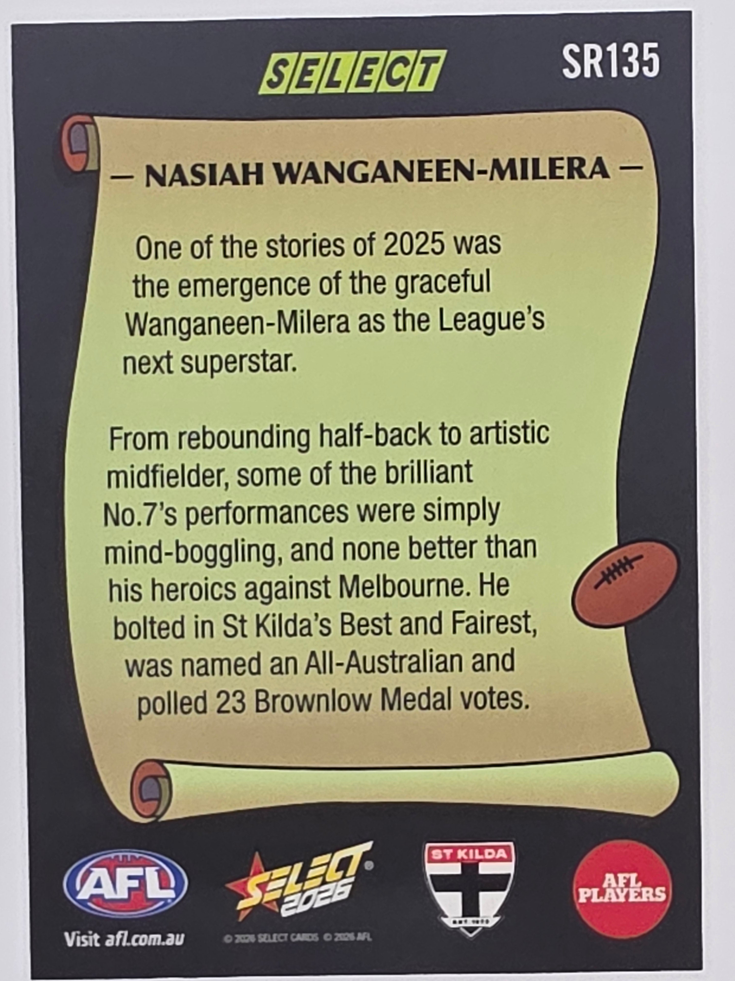 2026 AFL Footy Stars Select Rewind SR135 Nasiah Wanganeen-Milera - St Kilda Saints