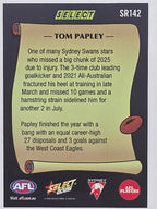 2026 AFL Footy Stars Select Rewind SR142 Tom Papley - Sydney Swans