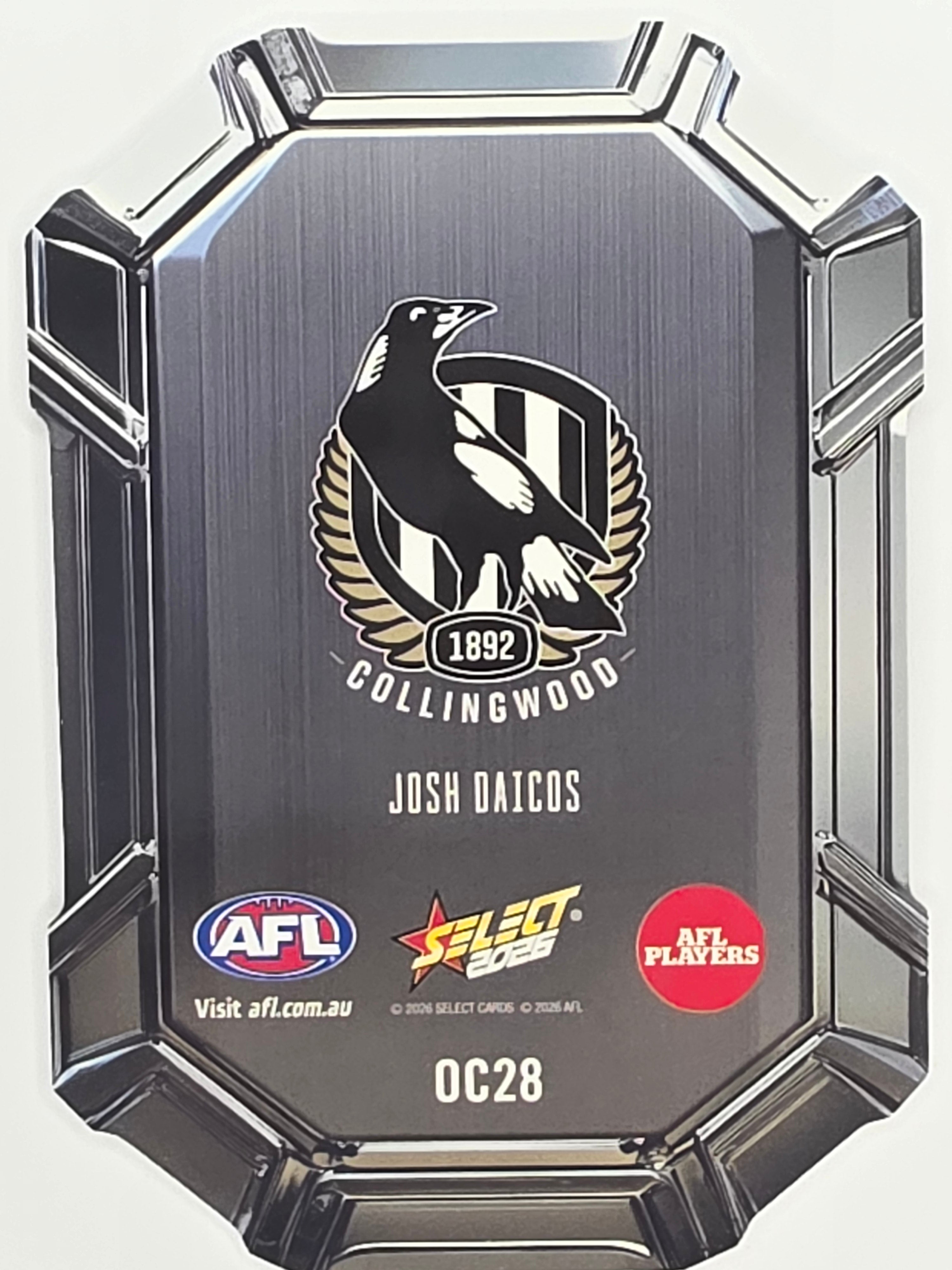 2026 AFL Footy Stars Octane Team Colours O28 Josh Daicos - Collingwood Magpies