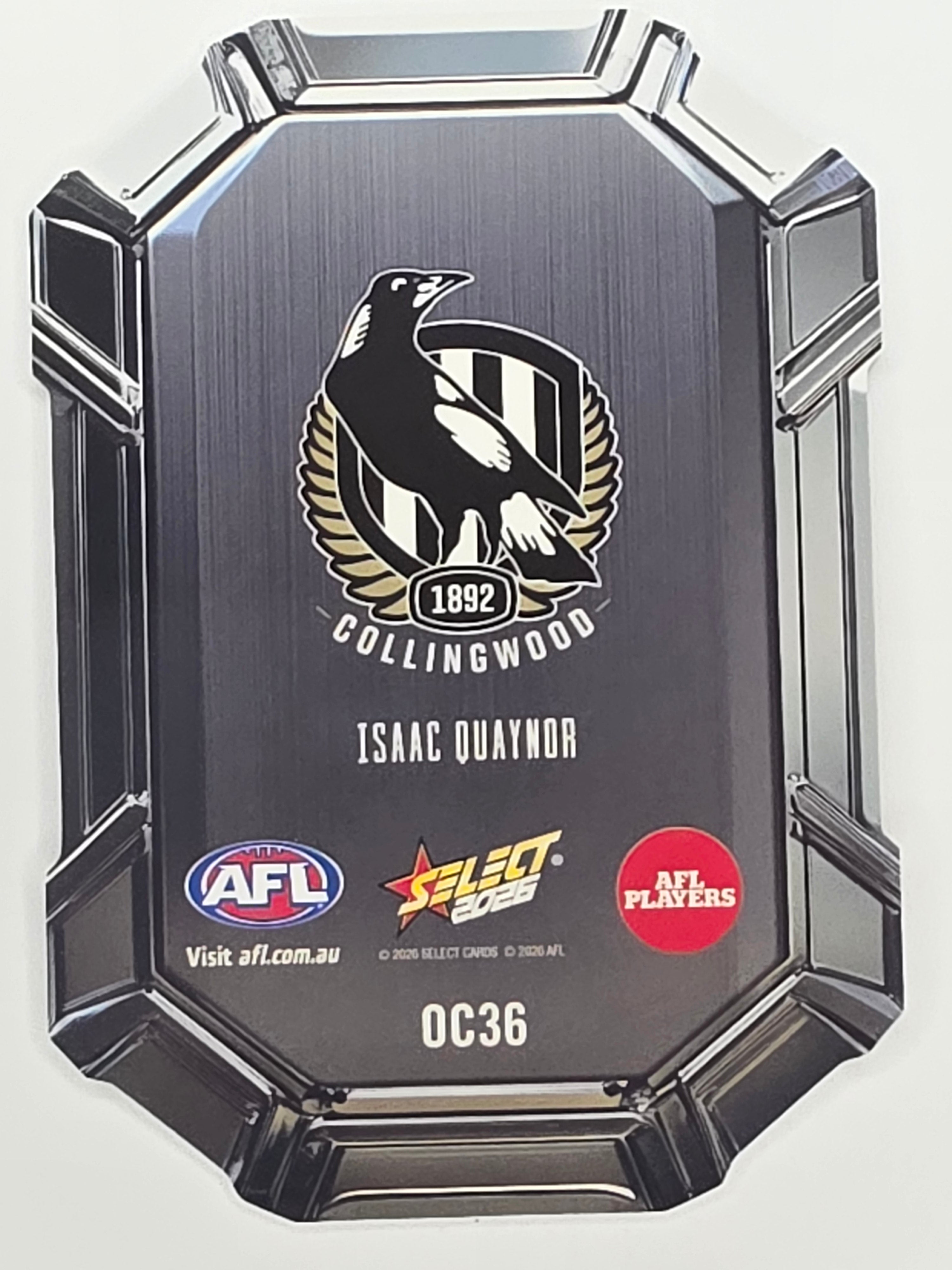 2026 AFL Footy Stars Octane Team Colours O36 Isaac Quaynor - Collingwood Magpies