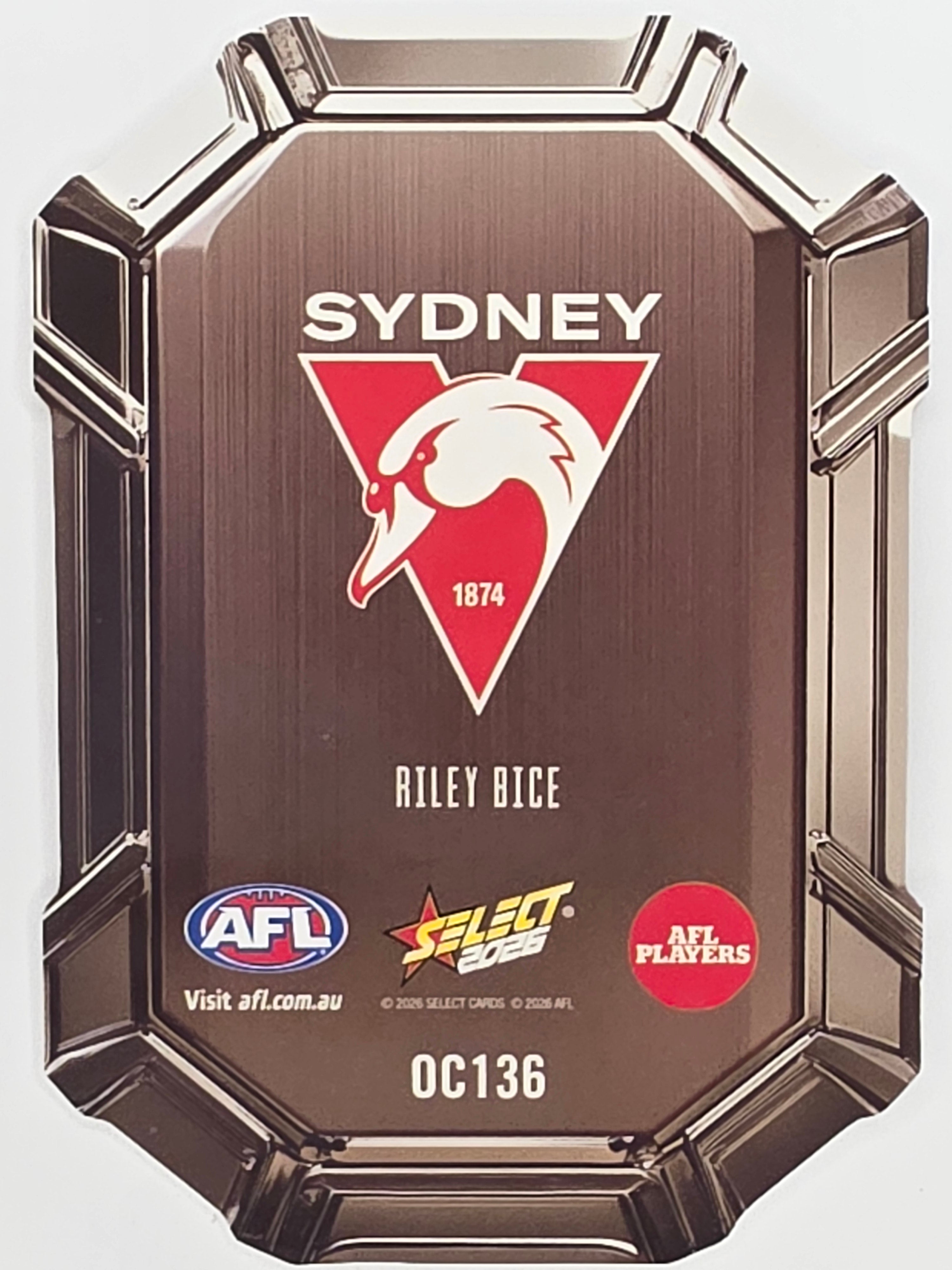2026 AFL Footy Stars Octane Team Colours O136 Riley Bice - Sydney Swans