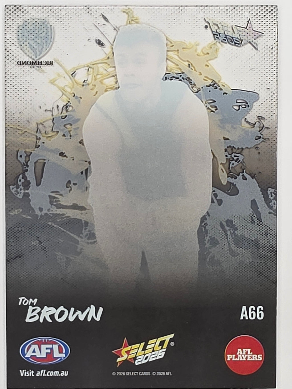 2026 AFL Footy Stars Adrenaline A66 Tom Brown - Richmond Tigers
