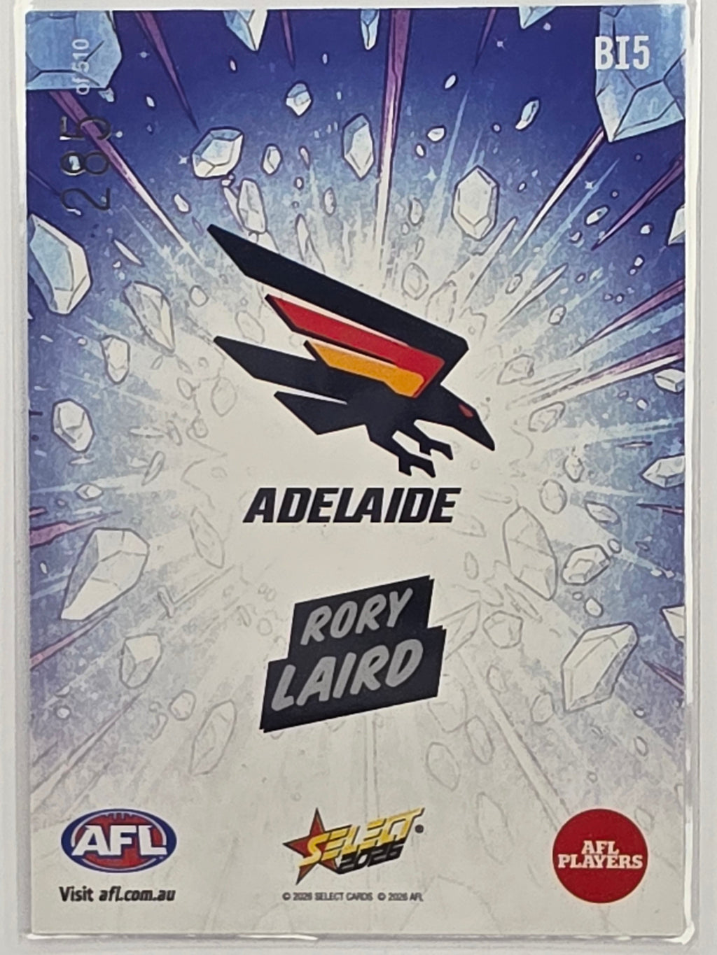 2026 AFL Footy Stars Booom Ice BI5 #285/510 Rory Laird - Adelaide Crows
