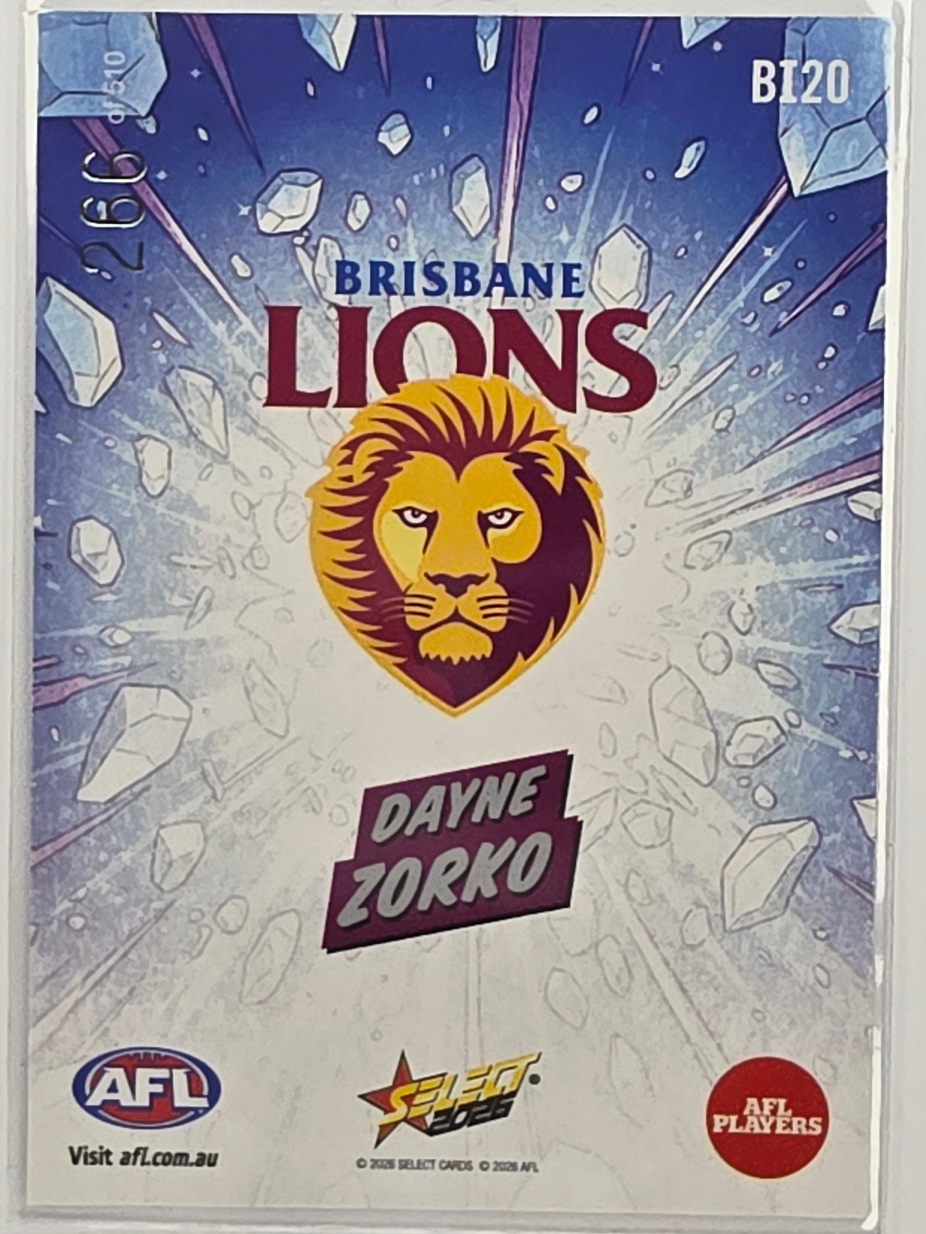 2026 AFL Footy Stars Booom Ice BI20 #266/510 Dayne Zorko - Brisbane Lions