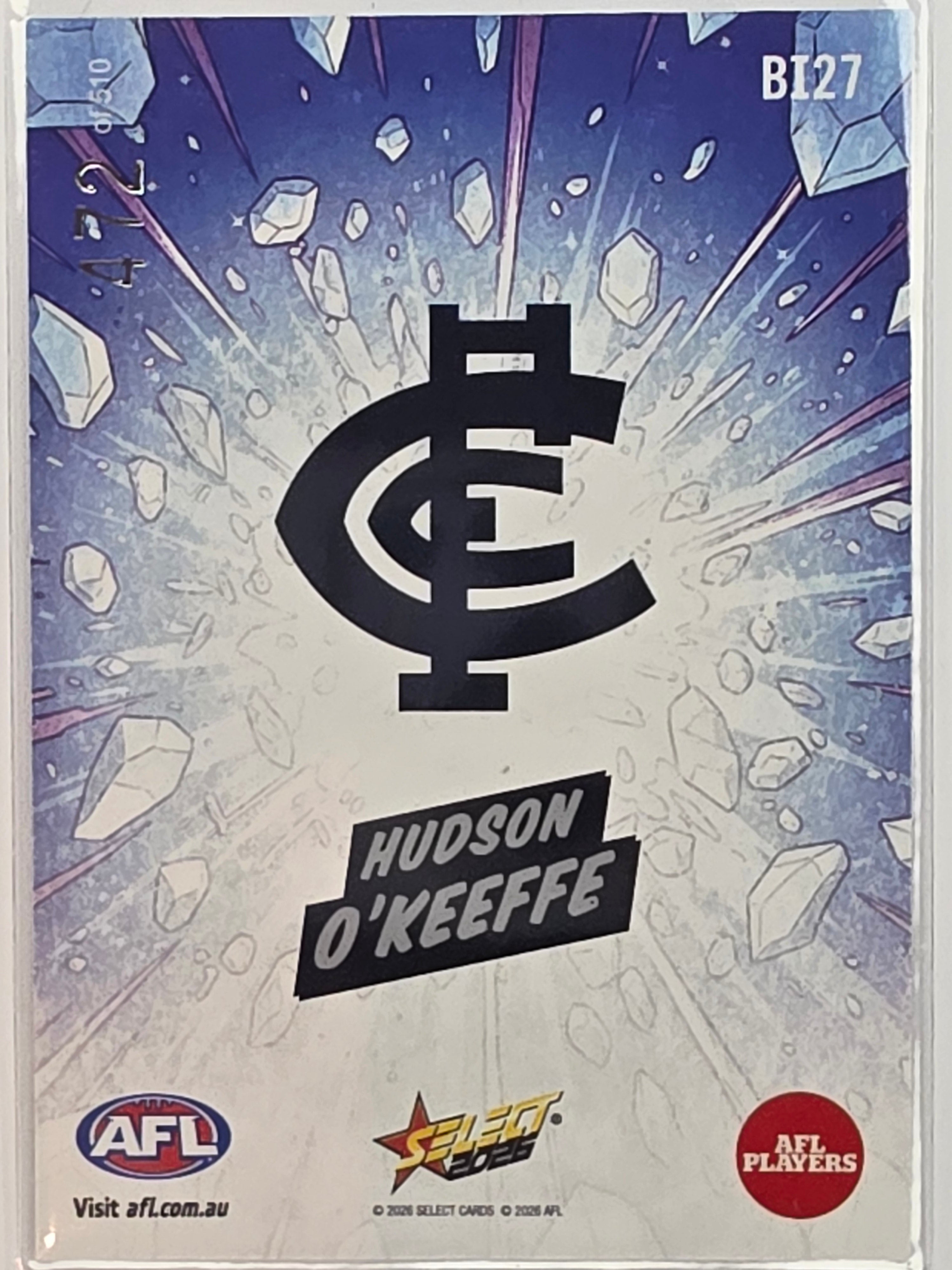 2026 AFL Footy Stars Booom Ice BI27 #472/510 Hudson O’Keeffe - Carlton Blues