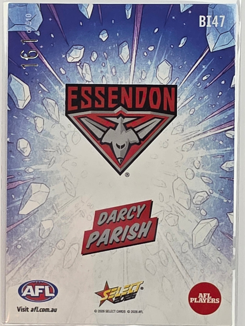 2026 AFL Footy Stars Booom Ice BI47 #161/510 Darcy Parish - Essendon Bombers