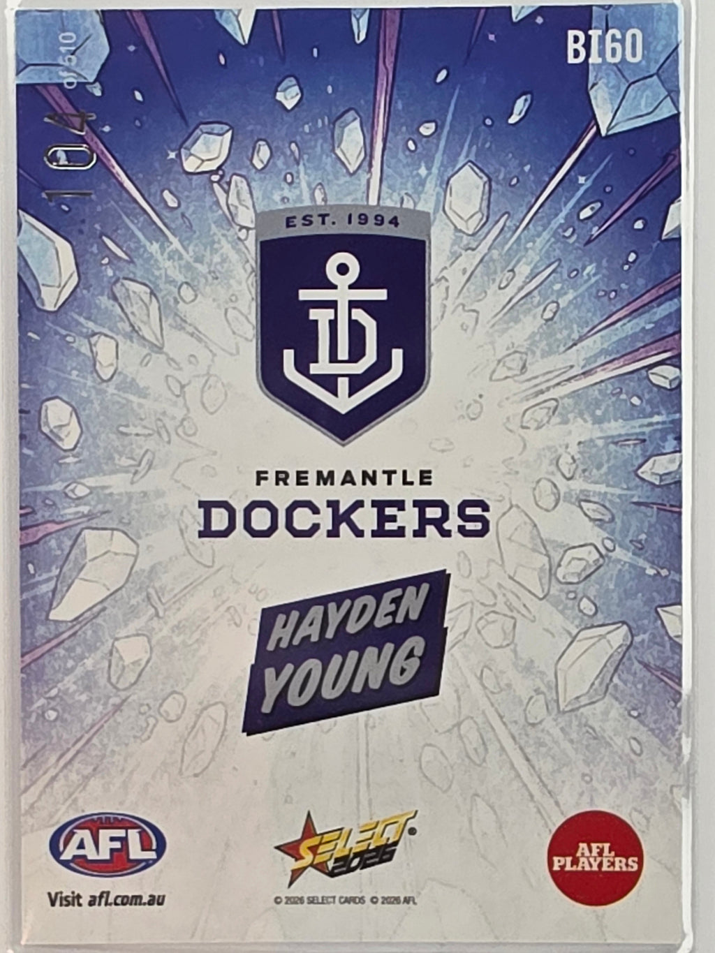 2026 AFL Footy Stars Booom Ice BI60 #104/510 Hayden Young - Fremantle Dockers