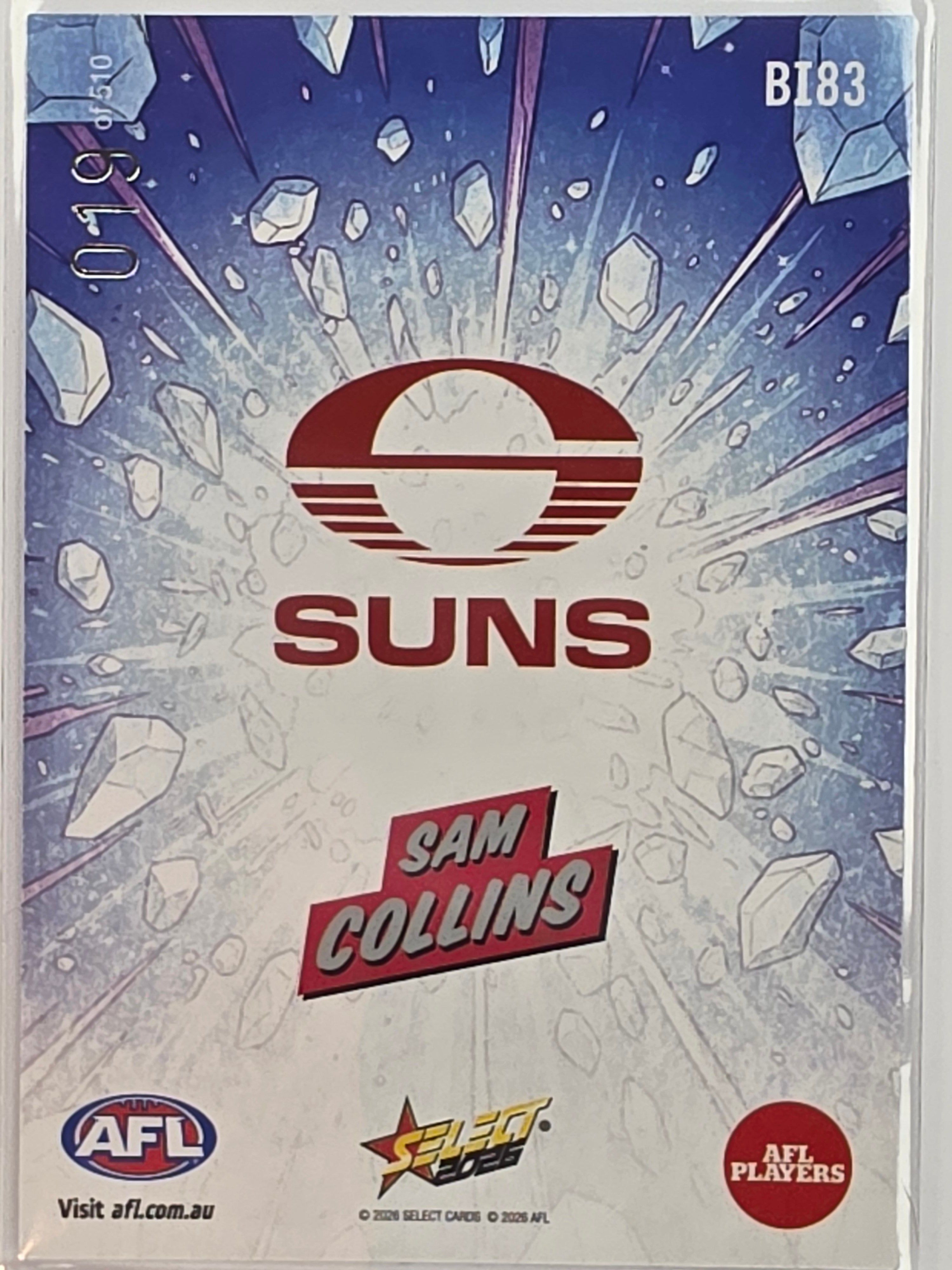 2026 AFL Footy Stars Booom Ice BI83 #019/510 Sam Collins - Gold Coast Suns