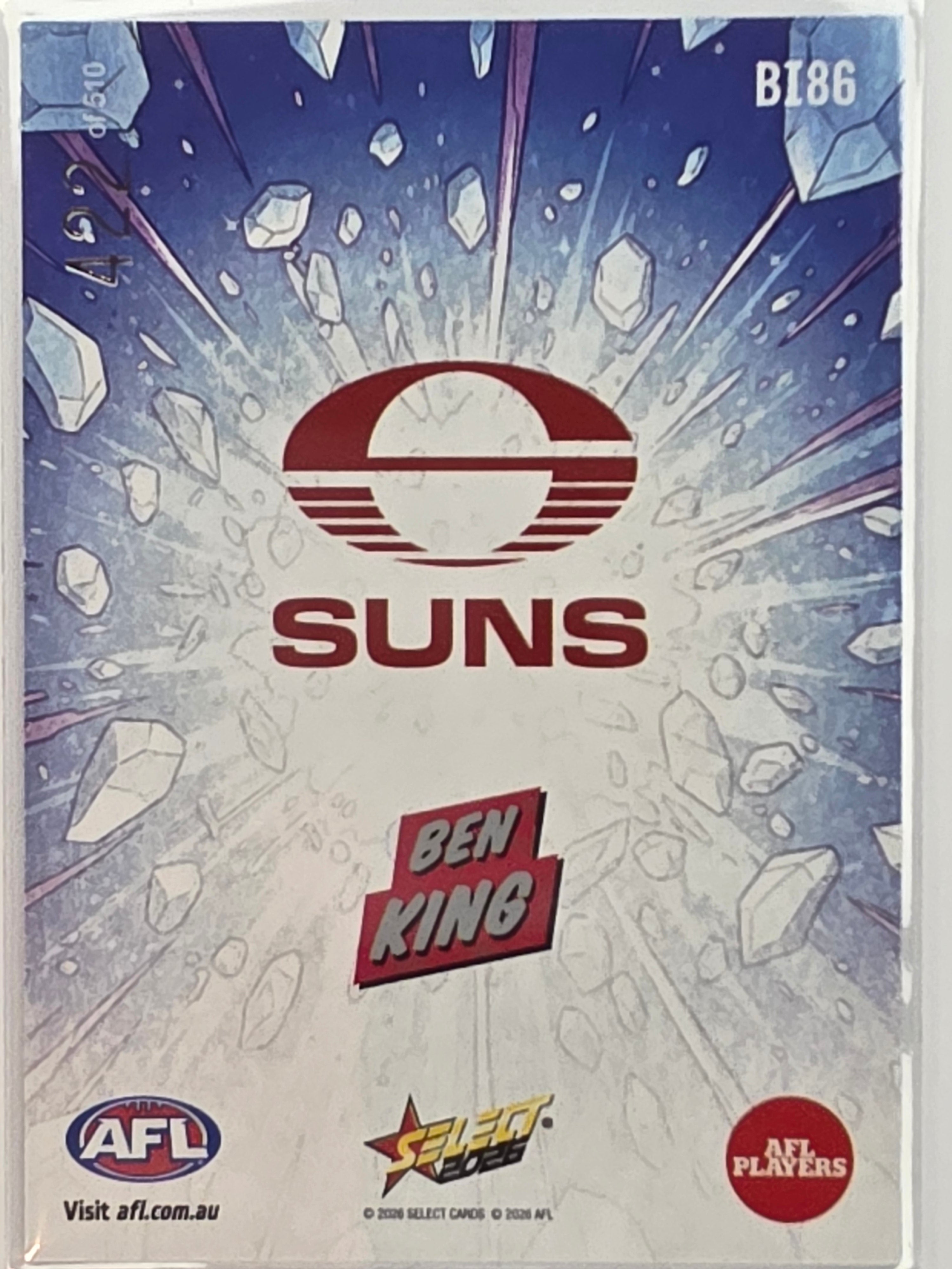 2026 AFL Footy Stars Booom Ice BI86 #422/510 Ben King - Gold Coast Suns