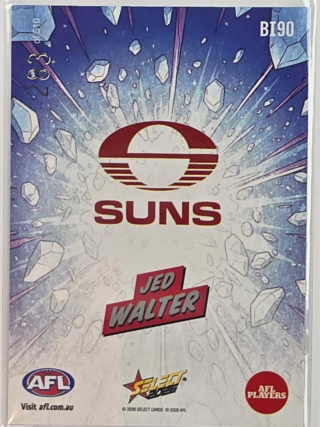 2026 AFL Footy Stars Booom Ice BI9 #283/510 Jed Walter - Gold Coast Suns