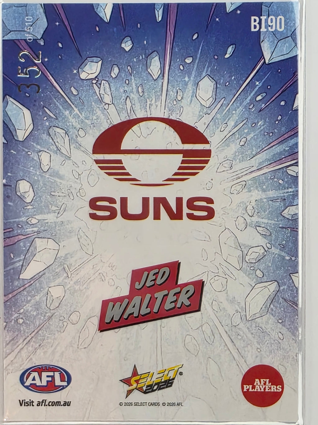 2026 AFL Footy Stars Booom Ice BI9 #352/510 Jed Walter - Gold Coast Suns